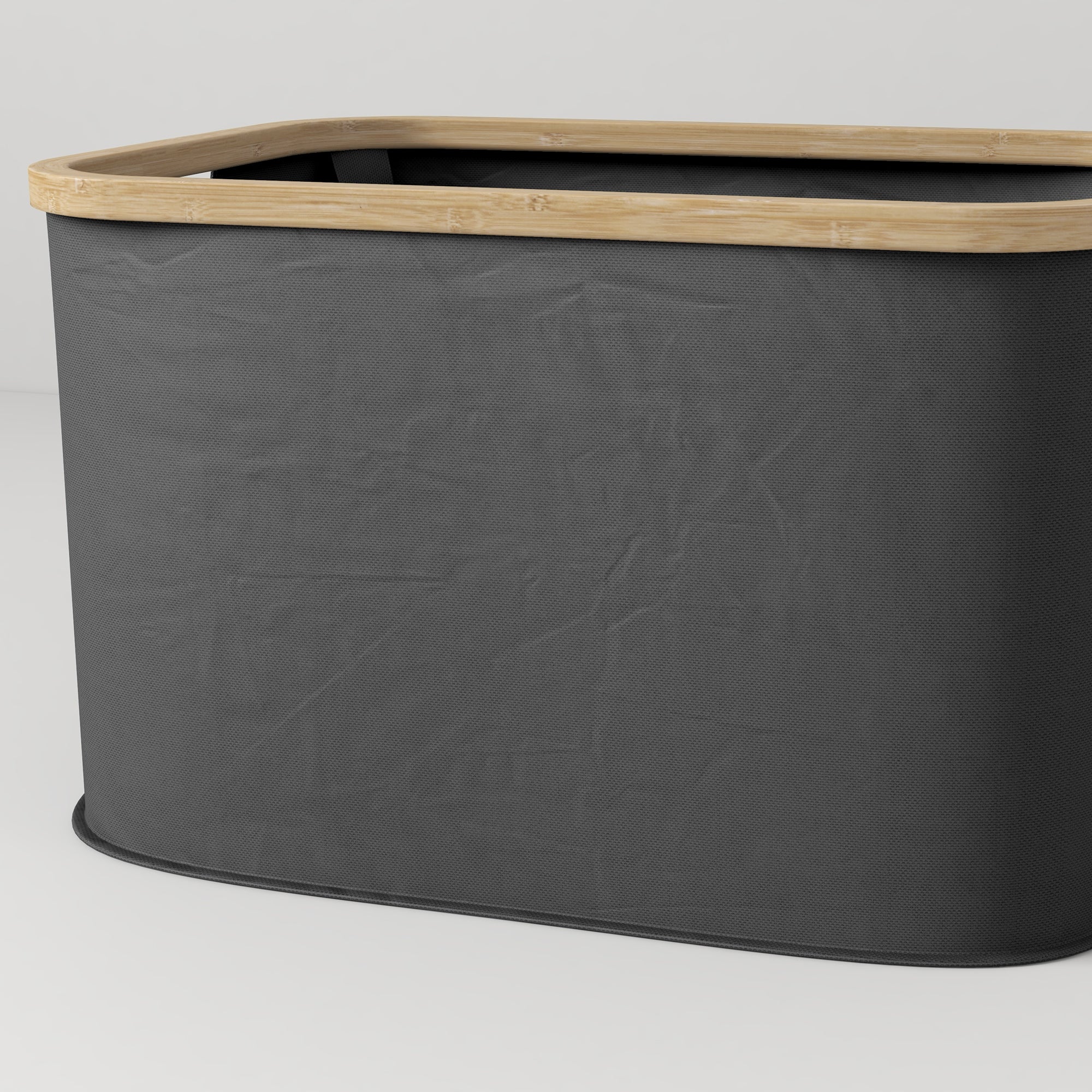 HOMCOM 36L Foldable Laundry Basket, with Bamboo Top - Black - North Peak Garden Furniture