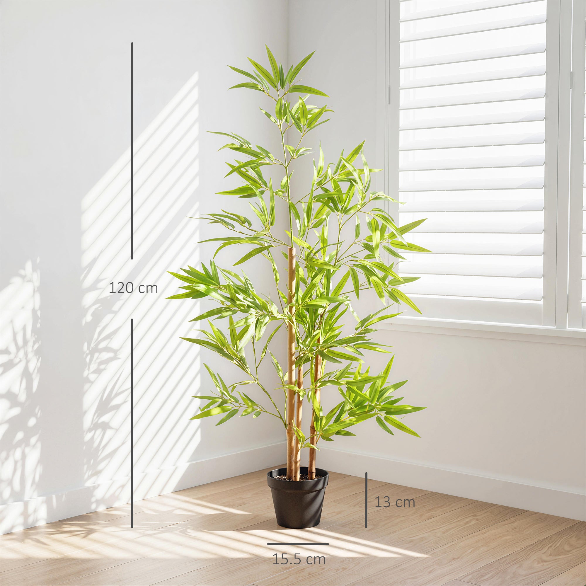 Outsunny Set of 2 120cm/4FT Artificial Bamboo Trees Decorative Plant w/ Heavy Pot Indoor Outdoor Style Home Office Greenery Decoration