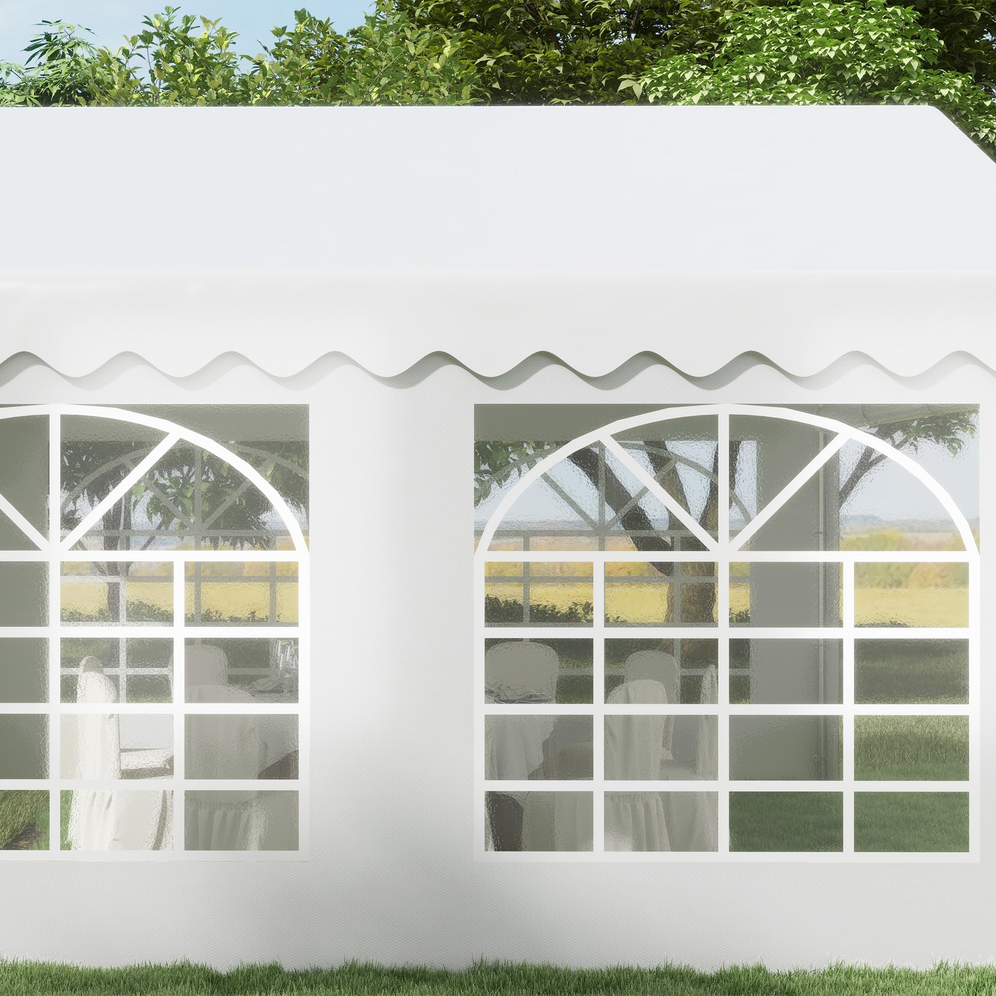 Outsunny 4m x 4 m Garden Gazebo Portable Carport Shelter with Removable Sidewalls & Double Doors, Heavy Duty Party Tent Car Canopy - North Peak Garden Furniture