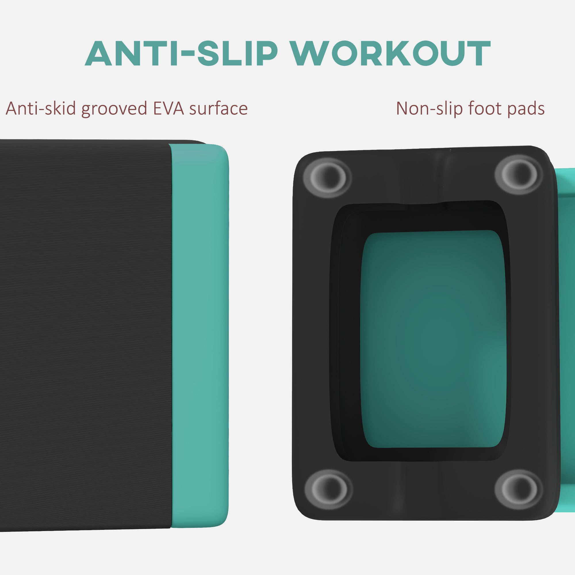 SPORTNOW Fitness Stepper, 3-Height Adjustable Aerobic Step, Non-Slip Exercise Step Board for Home Gym Office Workout, 10.5cm, 15.5cm, 20.5cm, Green - North Peak Garden Furniture
