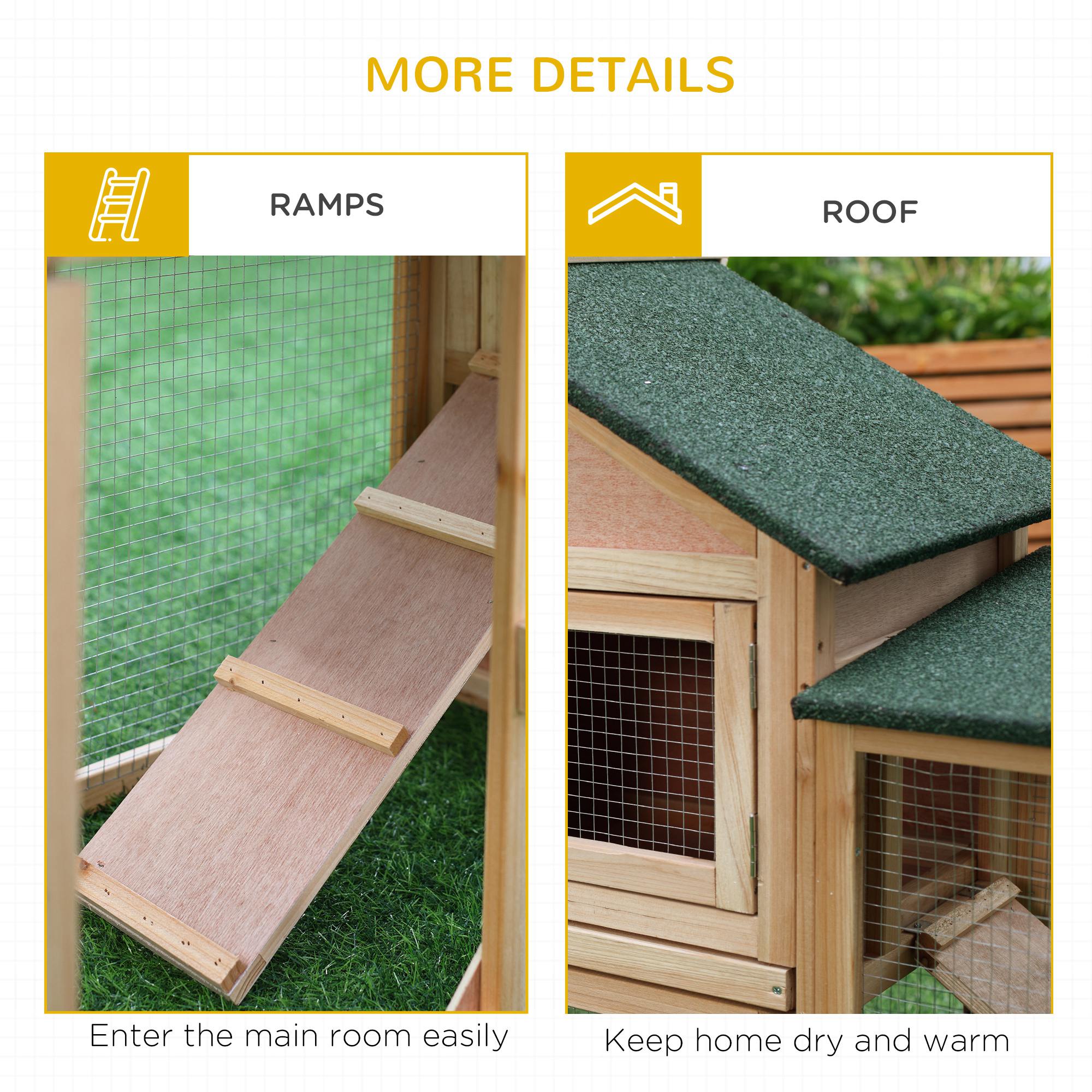 PawHut Large Rabbit Hutch Outdoor Wooden Guinea Pig Hutch with Run, 2 Storey Bunny House 210 x 45.5 x 84.5 cm - North Peak Garden Furniture