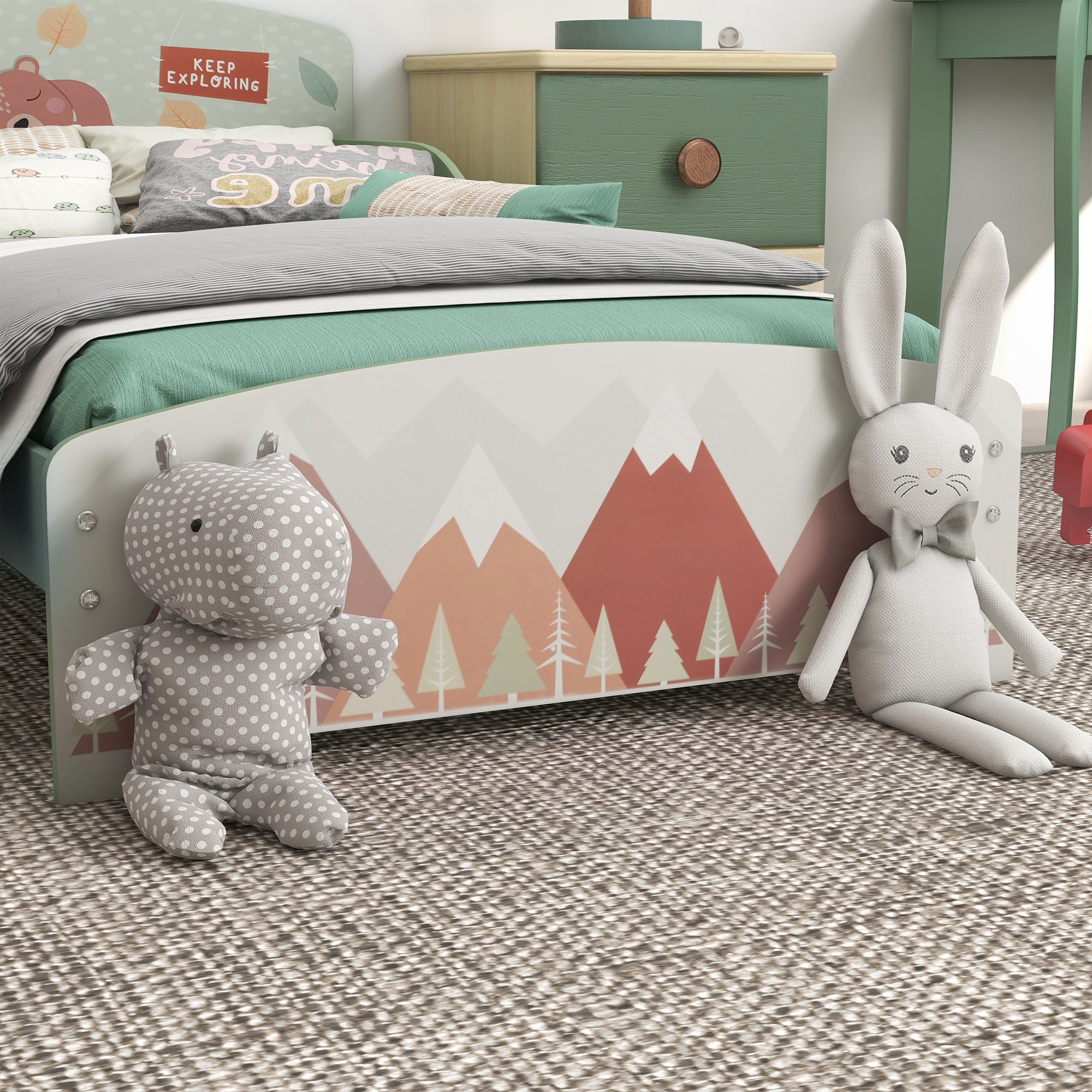 ZONEKIZ Toddler Bed Frame, Kids Bedroom Furniture for Ages 3-6 Years, Green - North Peak Garden Furniture