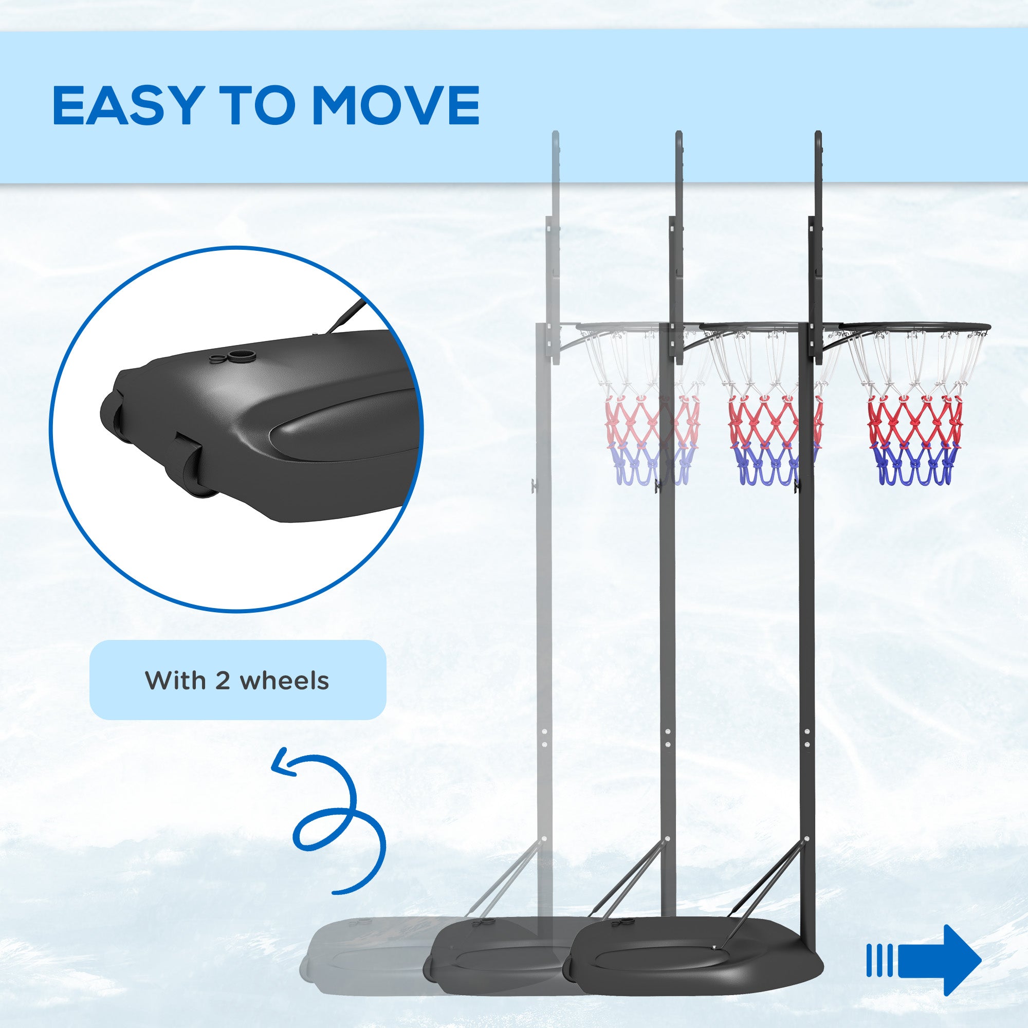 SPORTNOW Height Adjustable Basketball System, Freestanding Basketball Hoop and Stand w/ Wheels, 167-228cm - North Peak Garden Furniture