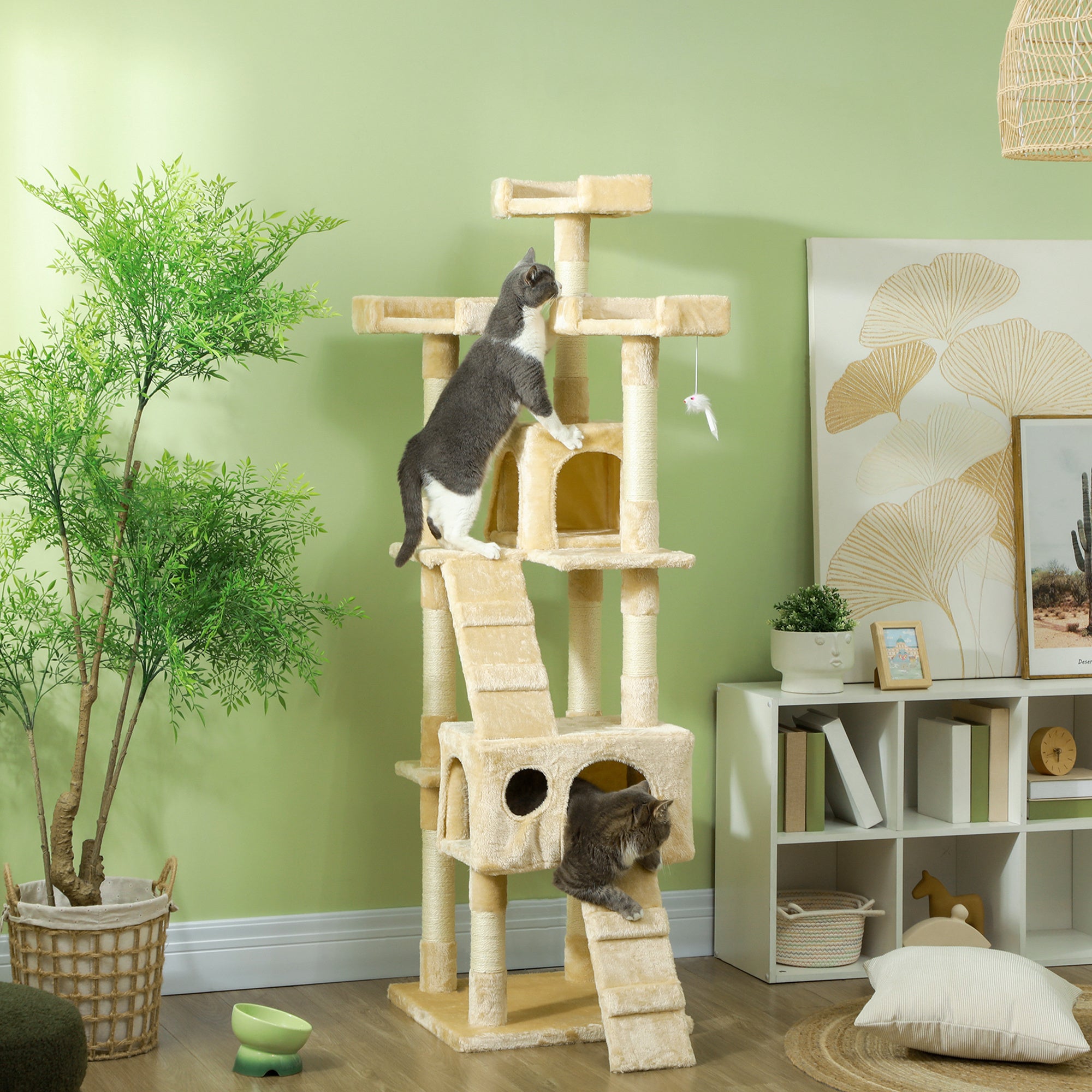 PawHut Cat Tree Scratching House, Activity Play Centre - North Peak Garden Furniture