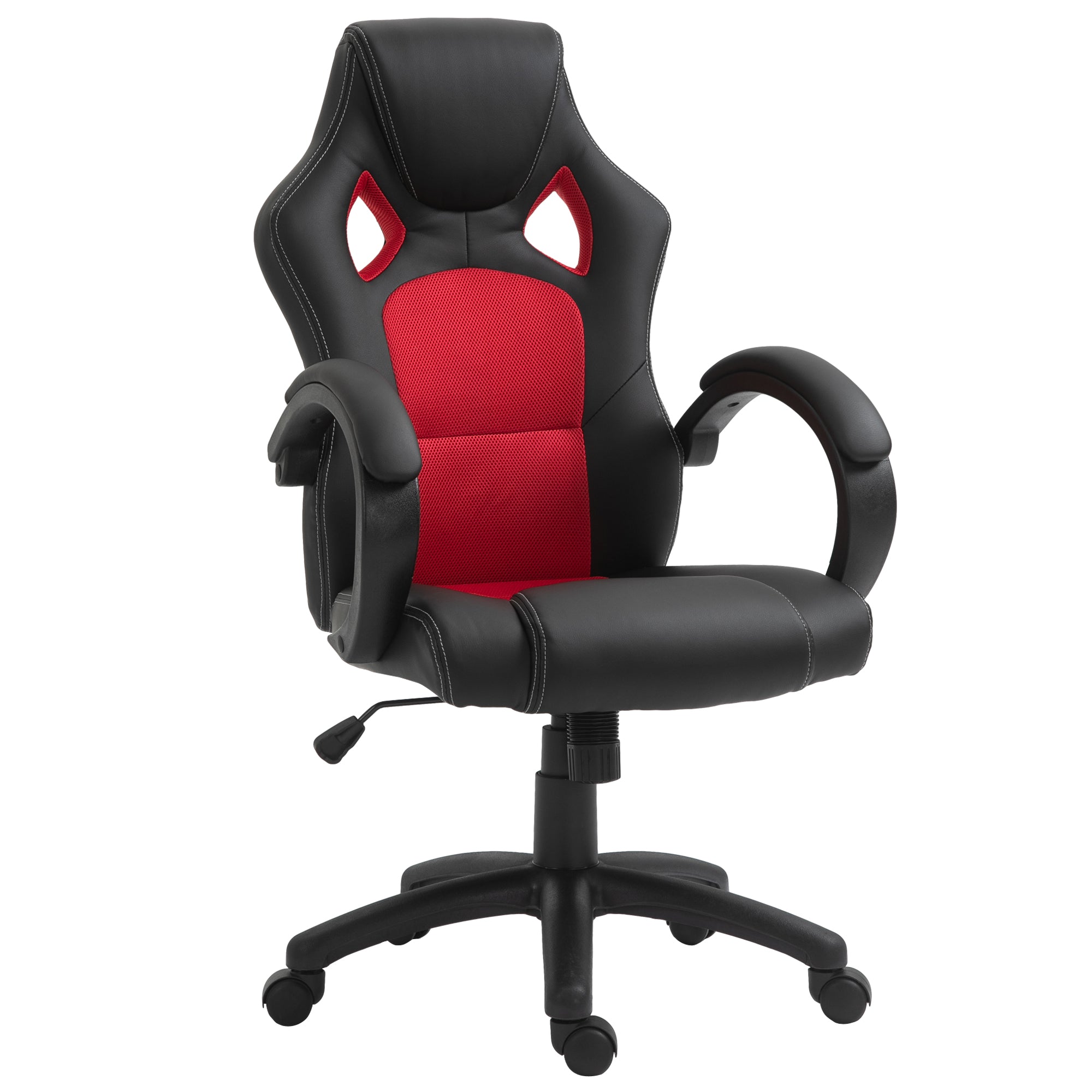 Vinsetto High-Back Office Chair Faux Leather Swivel Computer Desk Chair for Home Office with Wheels Armrests Black - North Peak Garden Furniture