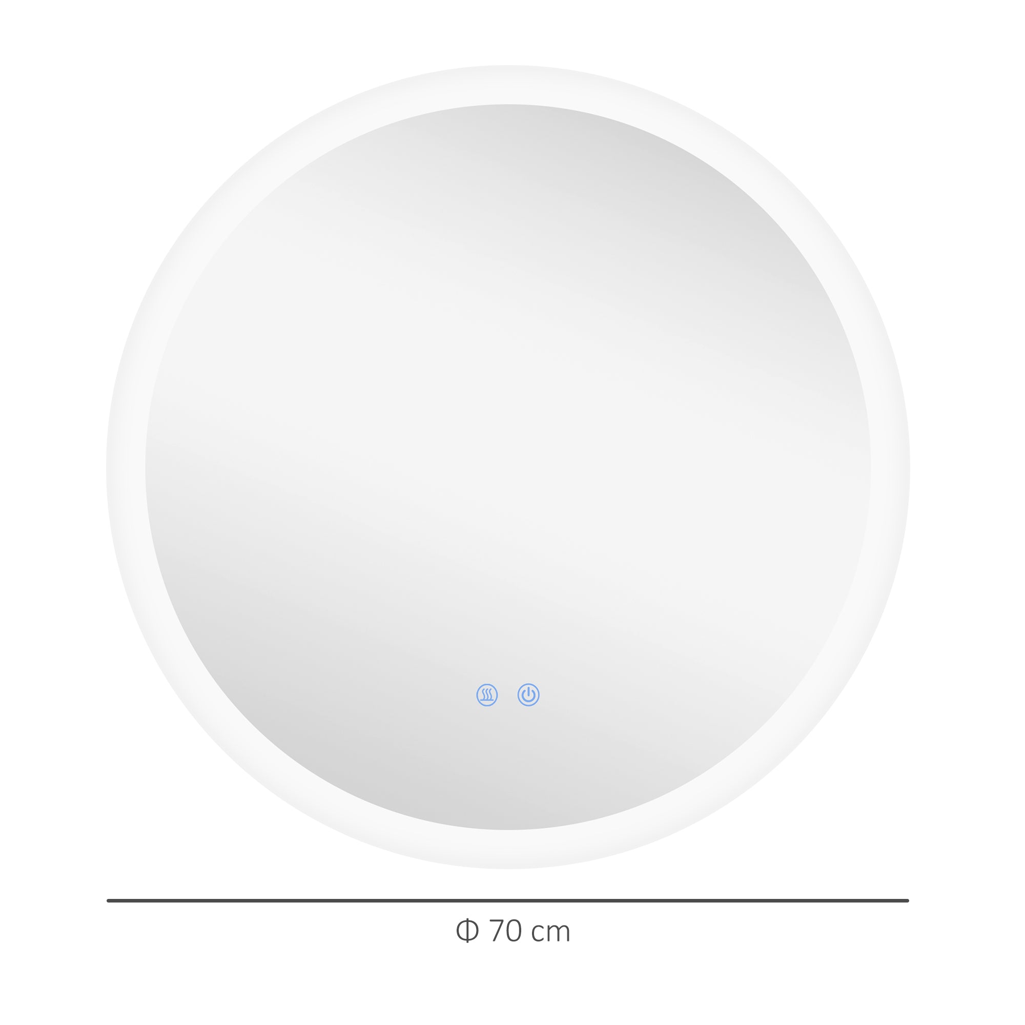 kleankin Round Bathroom Mirror with LED Lights, Wall-Mounted Dimmable Makeup Mirror with 3 Temperature Colours, Defogging Film, Memory Function, Hardwired, 70 x 70 cm - North Peak Garden Furniture