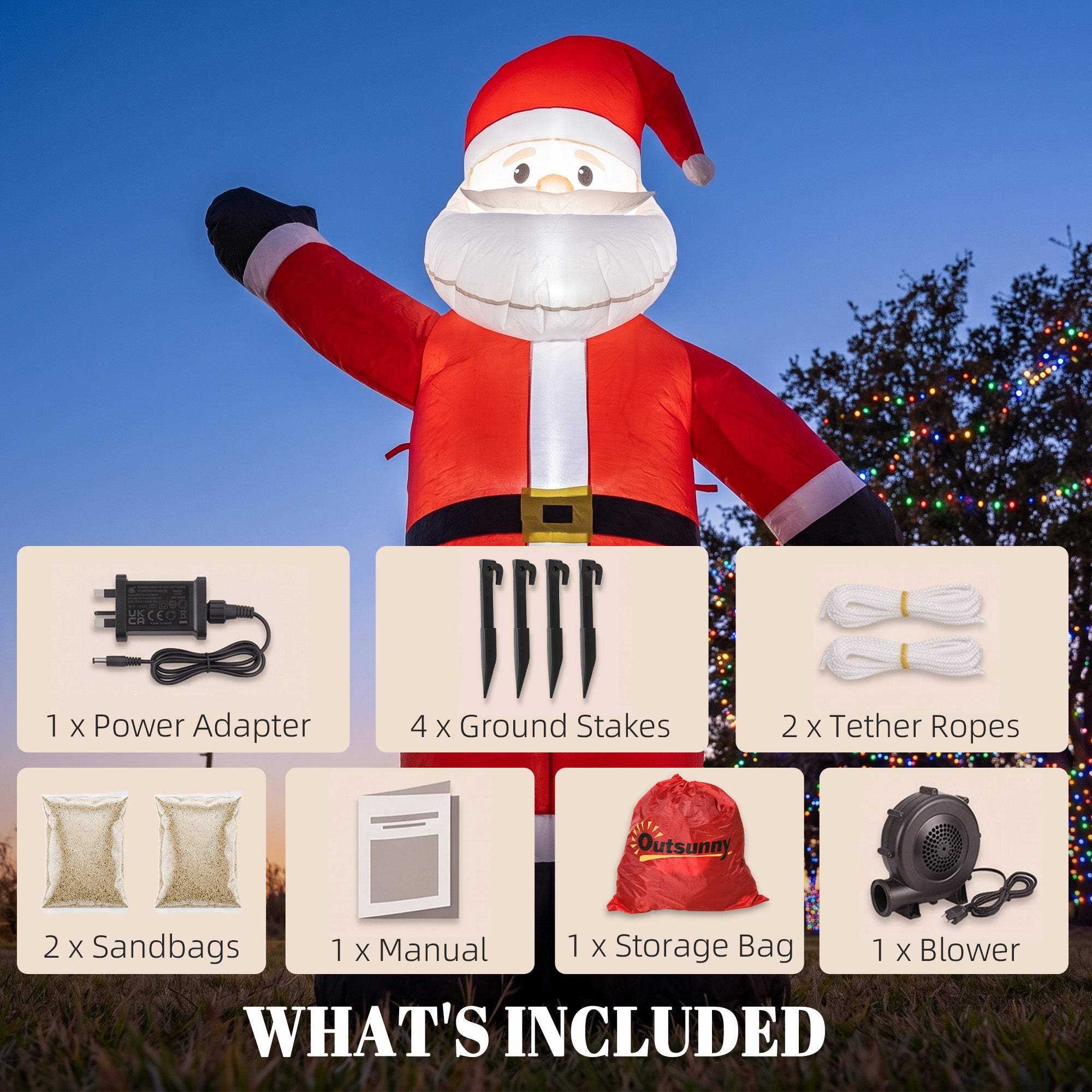 Outsunny 5ft Christmas Inflatable Velvet Look Santa Claus with Welcoming Gesture