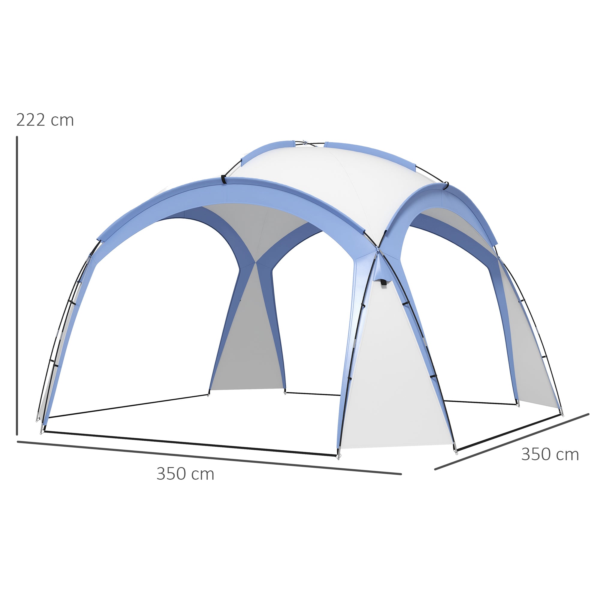 Outsunny 3.5 x 3.5M Camping Gazebo, Outdoor Event Shelter Dome Tent Garden Sun Shelter Patio Spire Arc Pavilion Camp Sun Shade, Light Blue - North Peak Garden Furniture