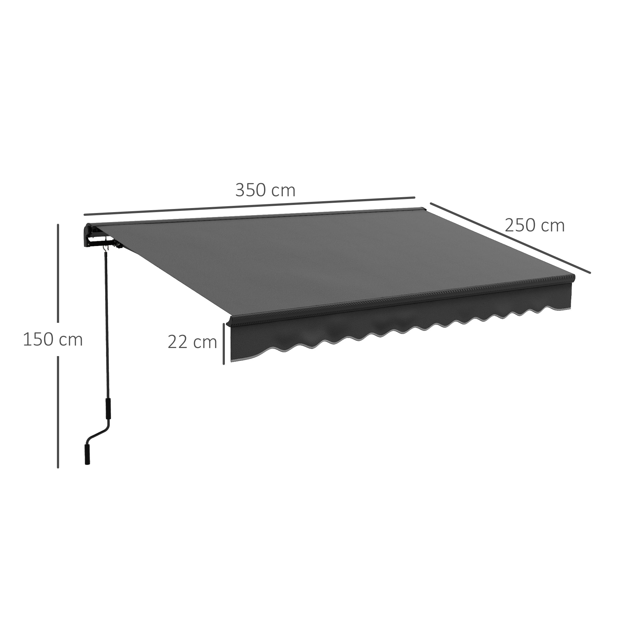 Outsunny 2.5 x 3.5m Aluminium Frame Electric Awning, with Remote - Dark Grey