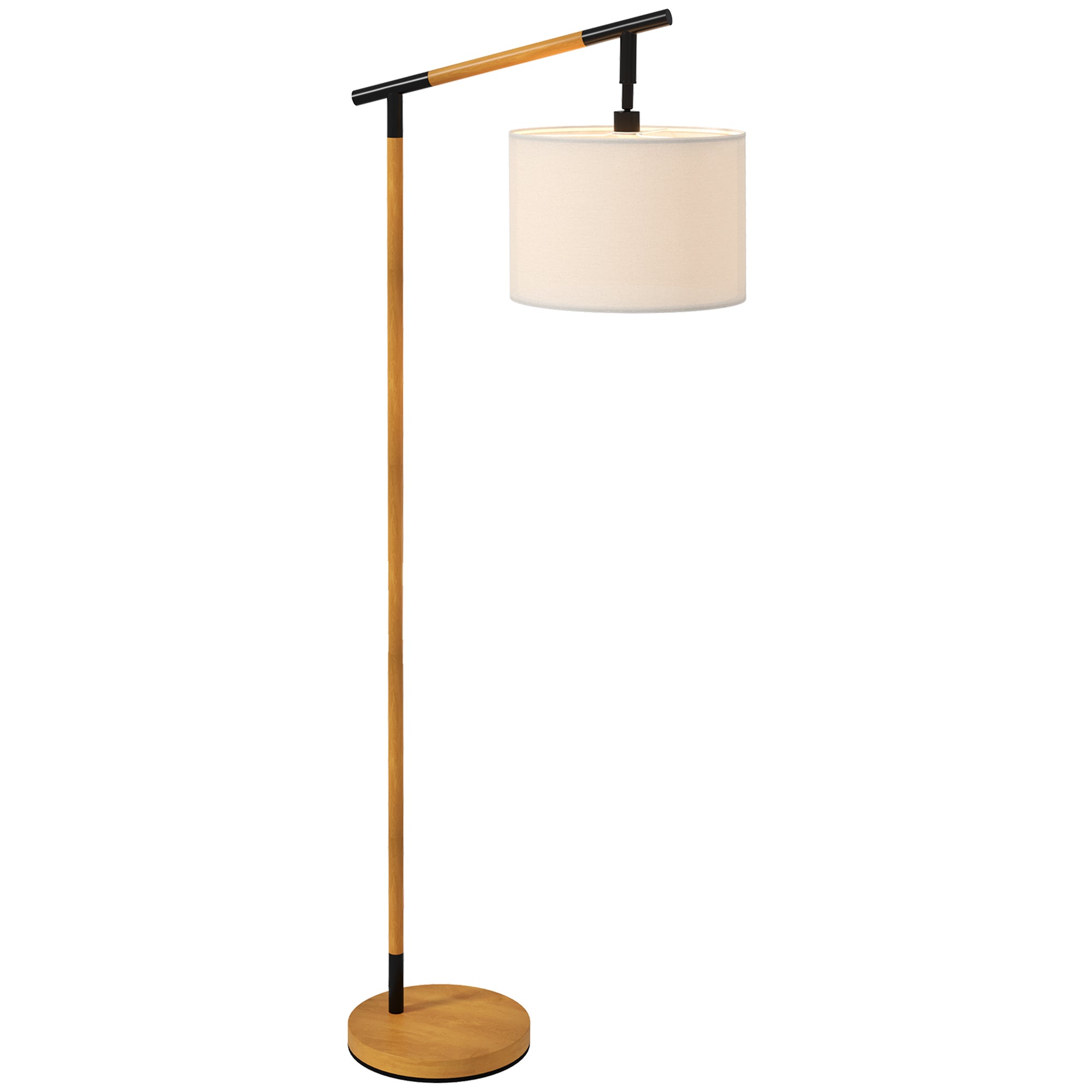 HOMCOM Metal Frame Floor Lamp with 350° Rotating Lampshade, for Living Room and Bedroom, LED Bulb Included, Brown - North Peak Garden Furniture
