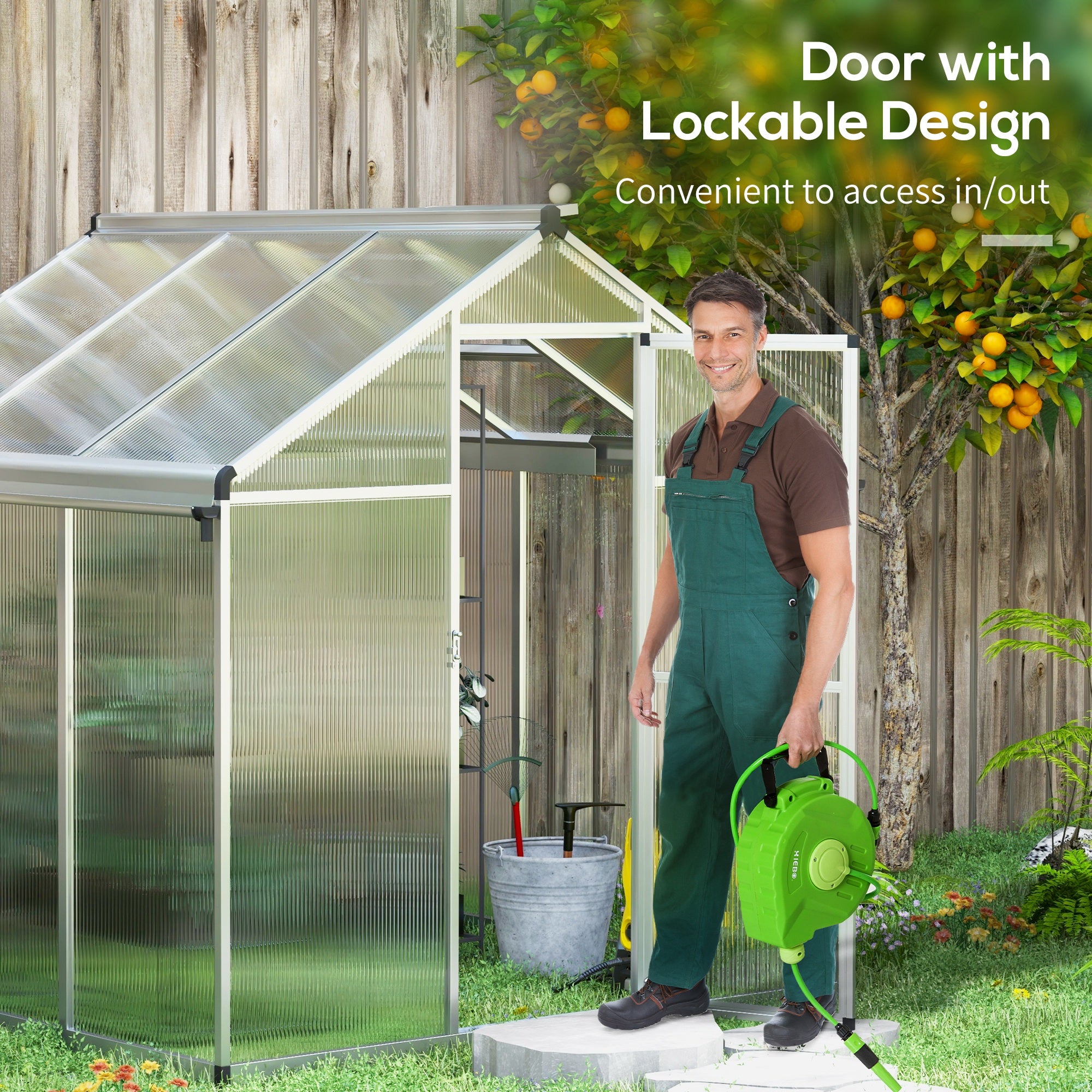 Outsunny 6 x 6ft Aluminium Frame Greenhouse, with Foundation - North Peak Garden Furniture