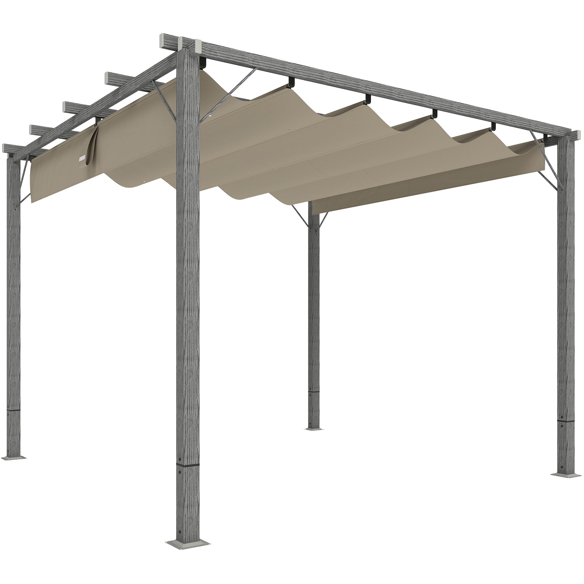 Outsunny 3 x 3 m Retractable Roof Pergola - Grey - North Peak Garden Furniture