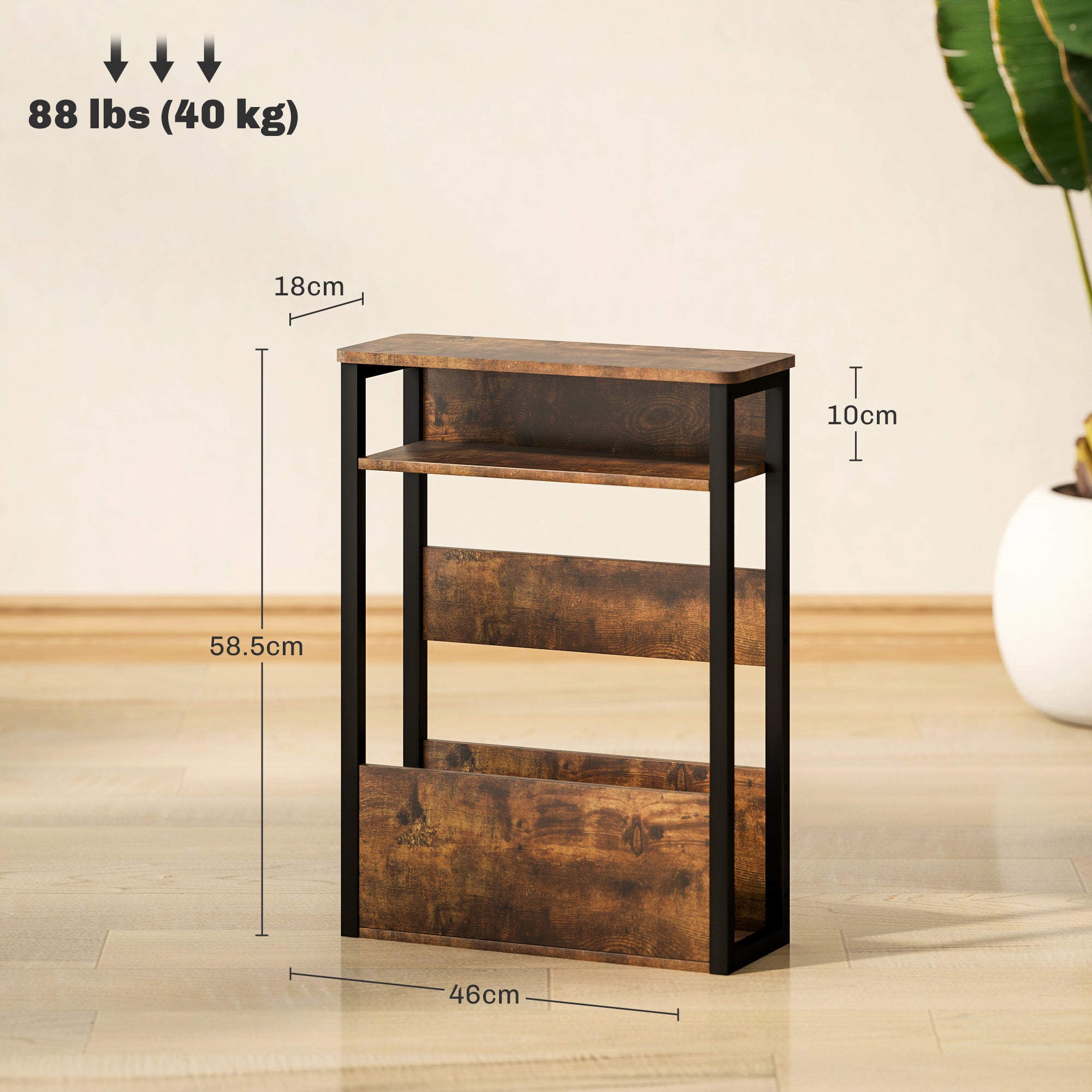 HOMCOM Industrial-Style Side Table - Black/Brown - North Peak Garden Furniture