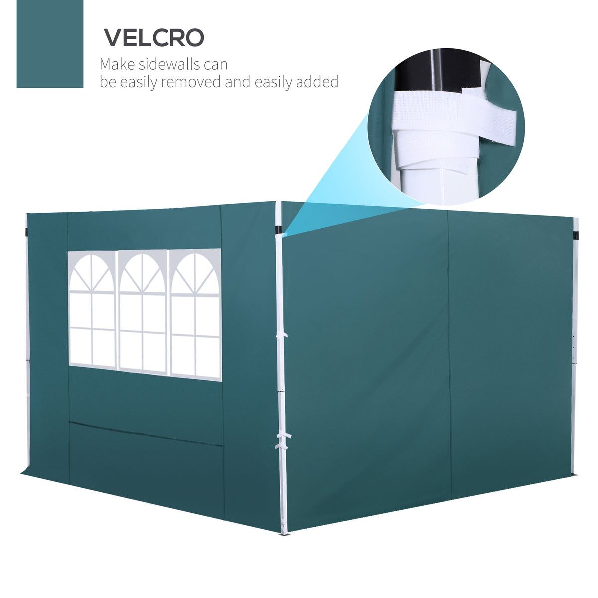 Outsunny 3 Meters Gazebo Replaceable Exchangeable Side Panel Wall Panels Walls With Window 3 colours (Green) - North Peak Garden Furniture