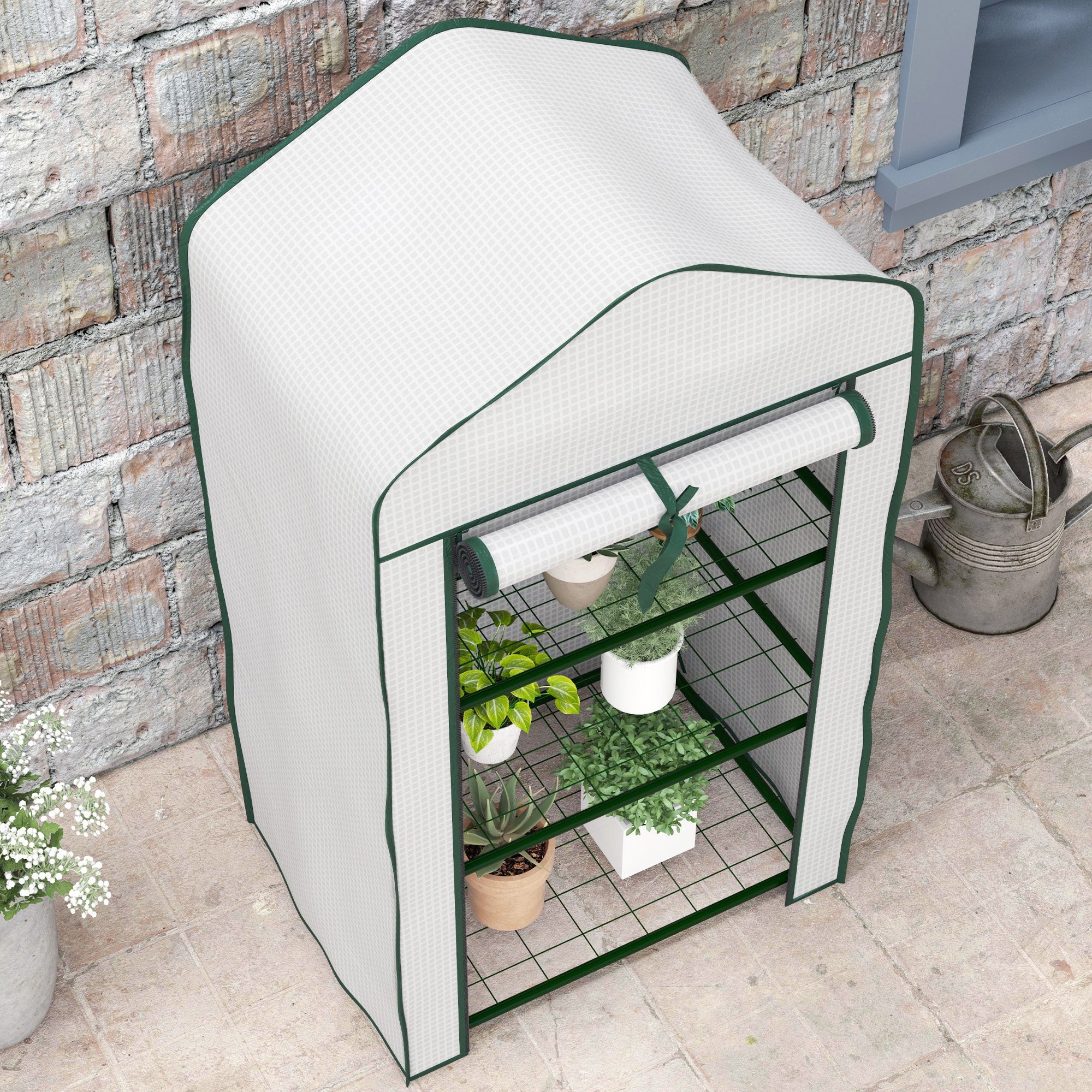 Outsunny Three-Tier Mini Greenhouse - White - North Peak Garden Furniture