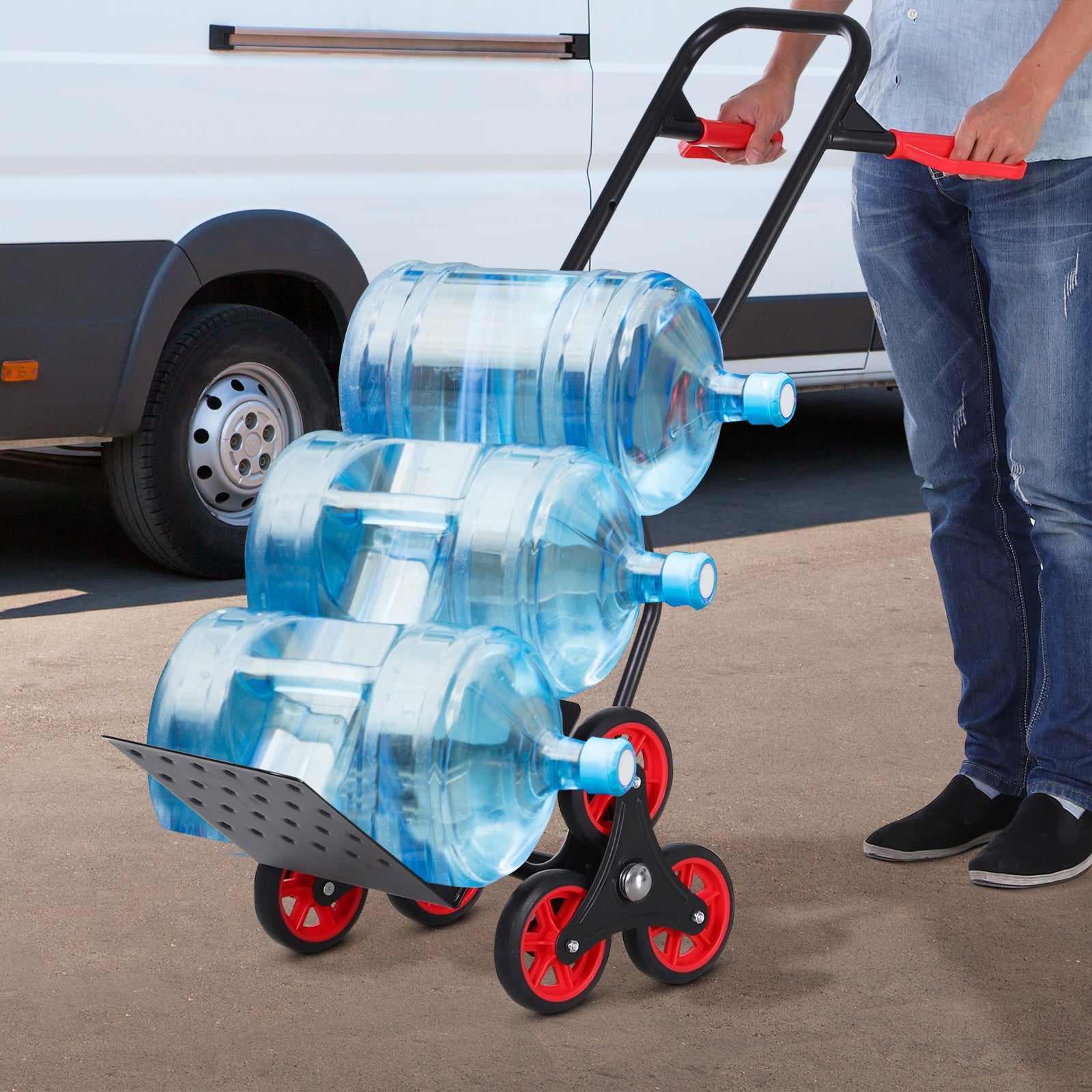DURHAND Steel Climbing Stairs Trolley Hand Trucks 6-Wheels Foldable Load Cart 120kg