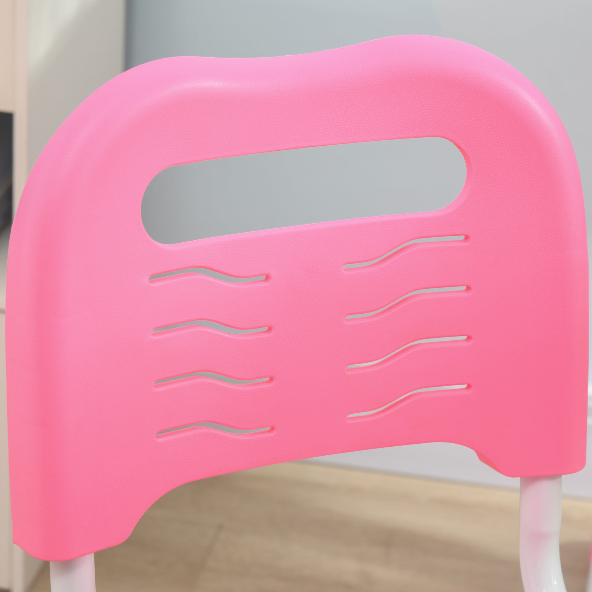 HOMCOM Kids Desk and Chair Set, Student Adjustable Writing Desk, with Drawer, Pen Slot, Hook - Pink - North Peak Garden Furniture