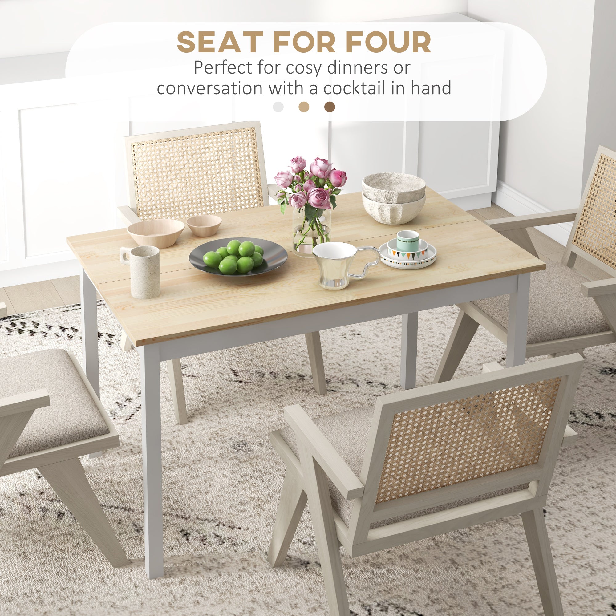 HOMCOM Four-Seater Farmhouse-Style Wooden Table