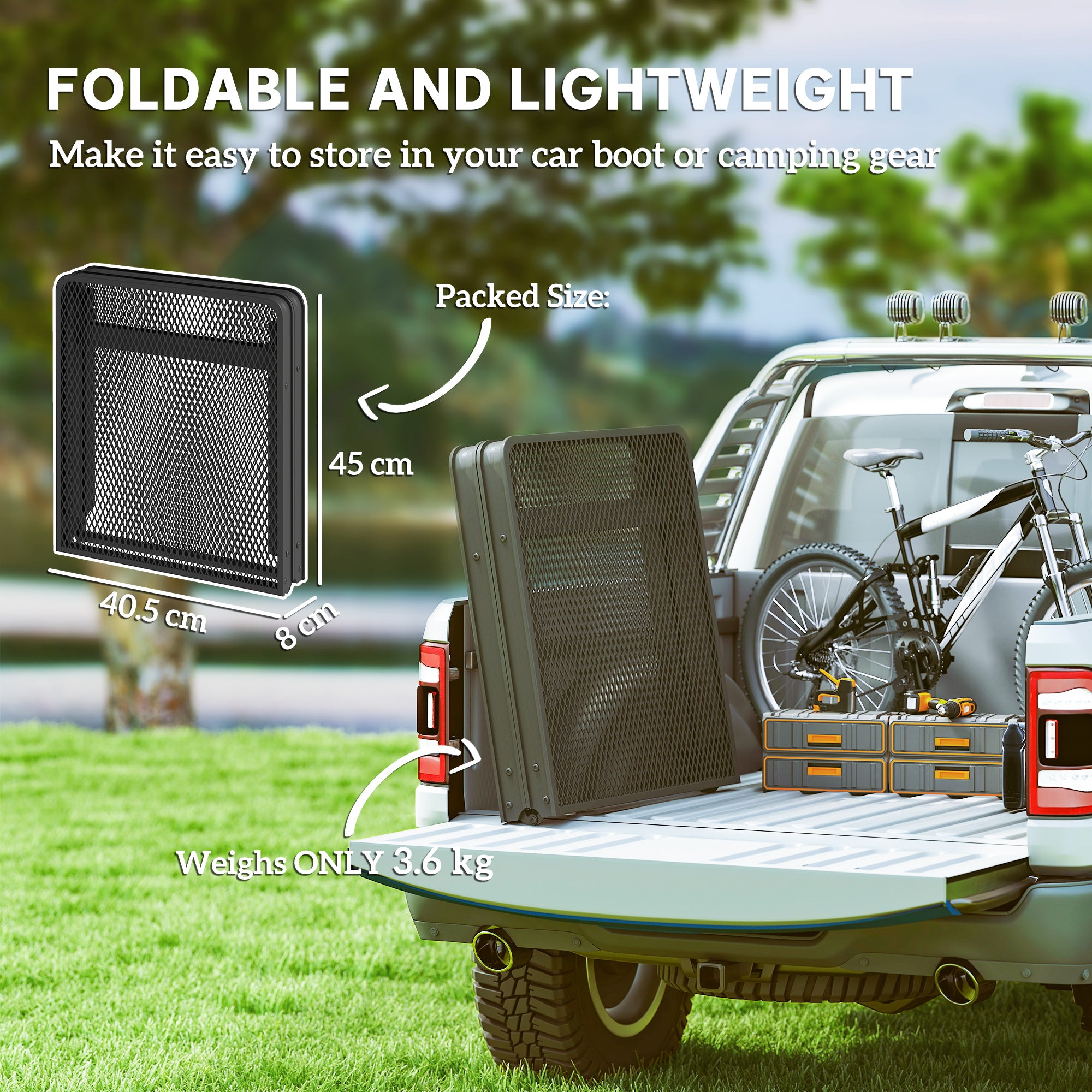 Outsunny 3 ft Folding Camping Table w/ Adjustable Heights, Portable Lightweight Outdoor Folding Picnic Table with Metal Mesh Desktop & Aluminium Legs for Picnic, Garden, Party, Black - North Peak Garden Furniture