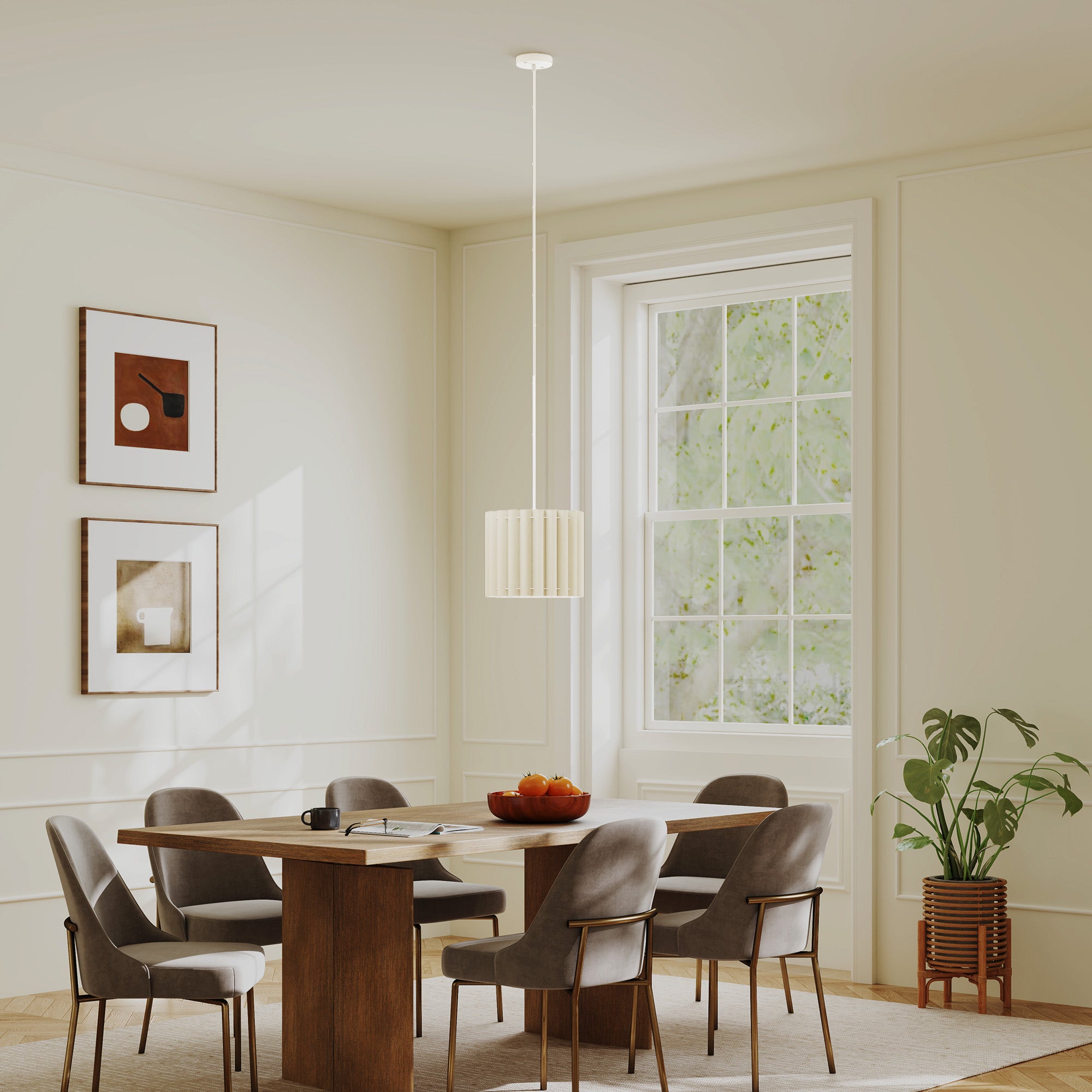 HOMCOM Linen Pendant Light, Modern Wave Ceiling Light Shade, E27 Lampshade for Living Room, Bedroom, Kitchen, Hallway, White - North Peak Garden Furniture