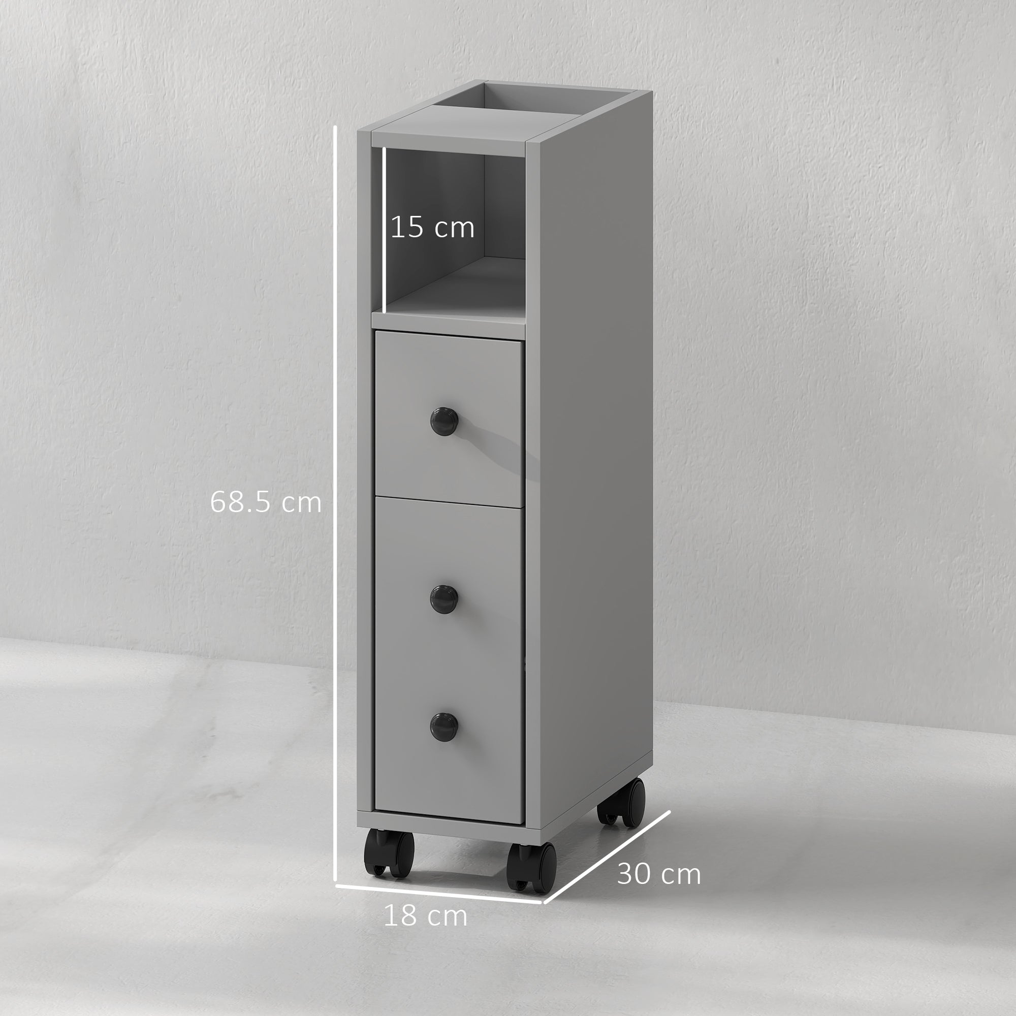 kleankin Slimline Bathroom Storage Cabinet - Grey - North Peak Garden Furniture
