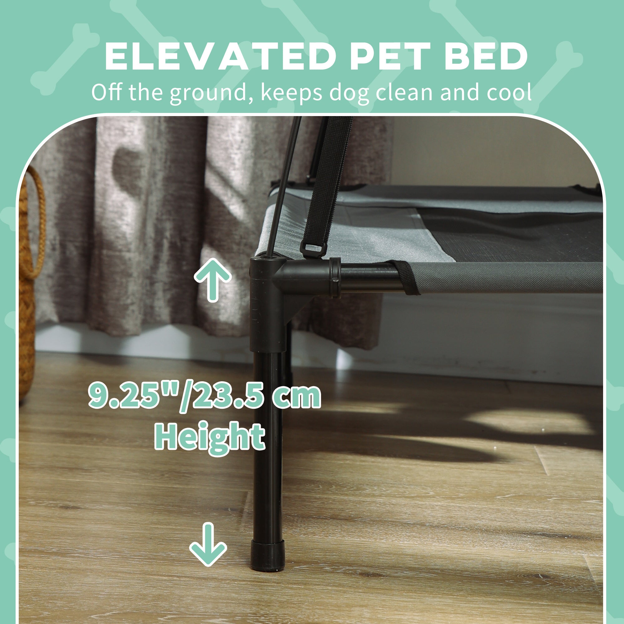 PawHut Raised Dog Bed Waterproof Elevated Pet Cot with Breathable Mesh UV Protection Canopy Grey, for XL Dogs, 122 x 92 x 108cm - North Peak Garden Furniture