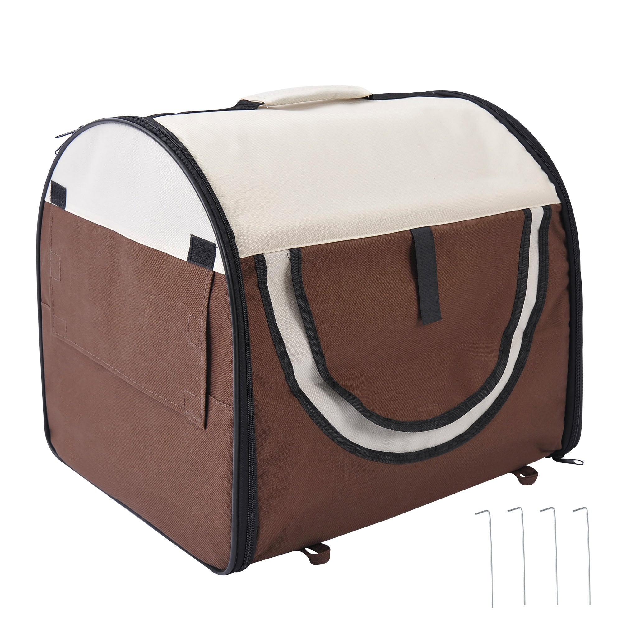 Pawhut Folding Fabric Soft Pet Crate, 46Lx36Wx41H cm-Brown