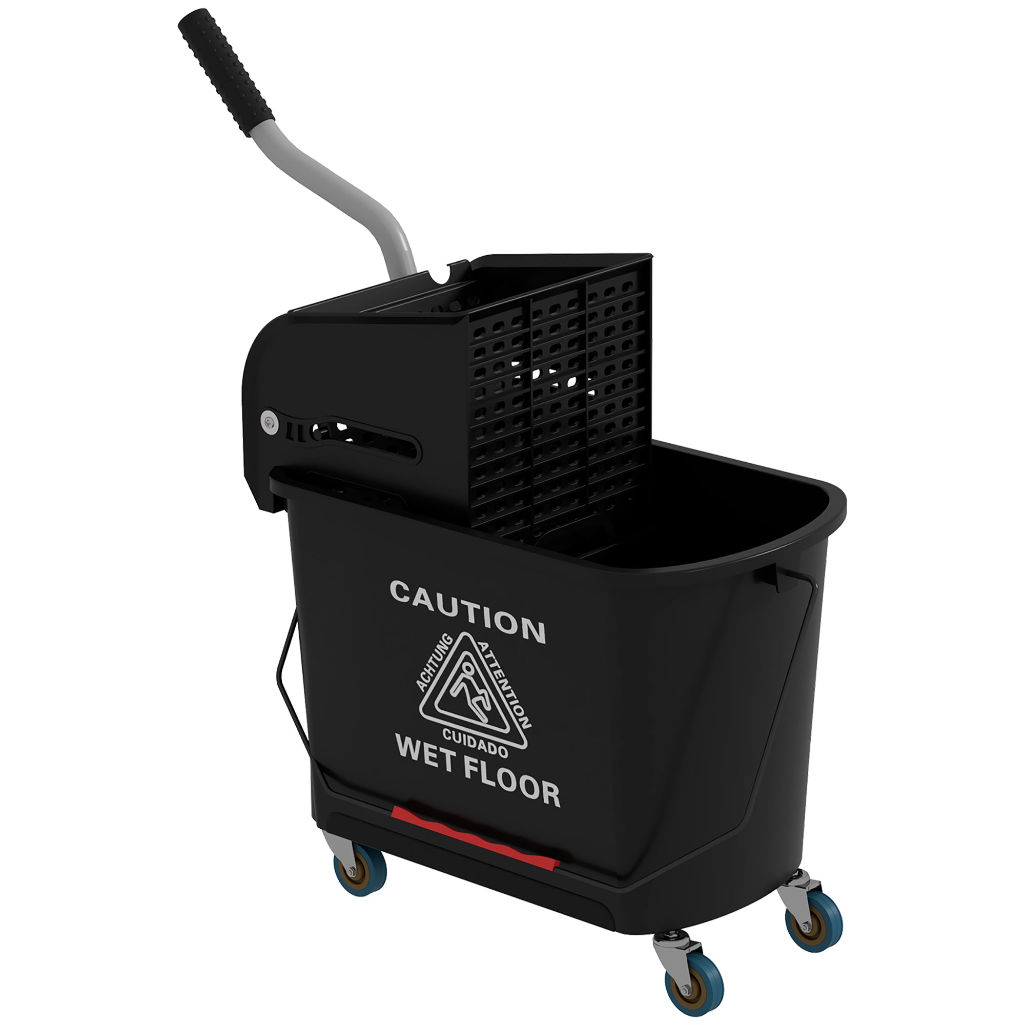HOMCOM 20L Mop Bucket on Wheels, with Water Separation Panel - Black - North Peak Garden Furniture