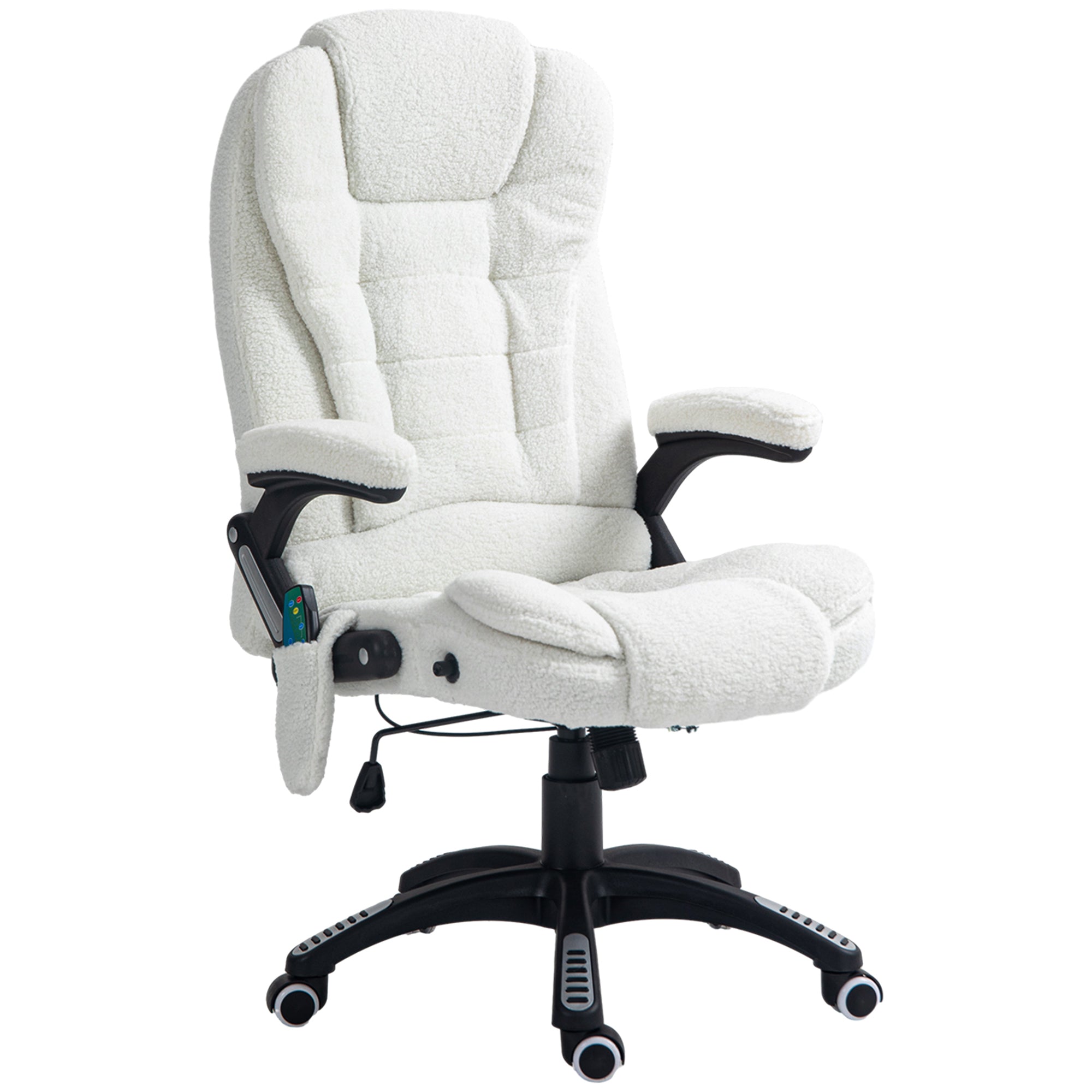 Vinsetto Boucle Six-Point Massage Office Chair - White - North Peak Garden Furniture