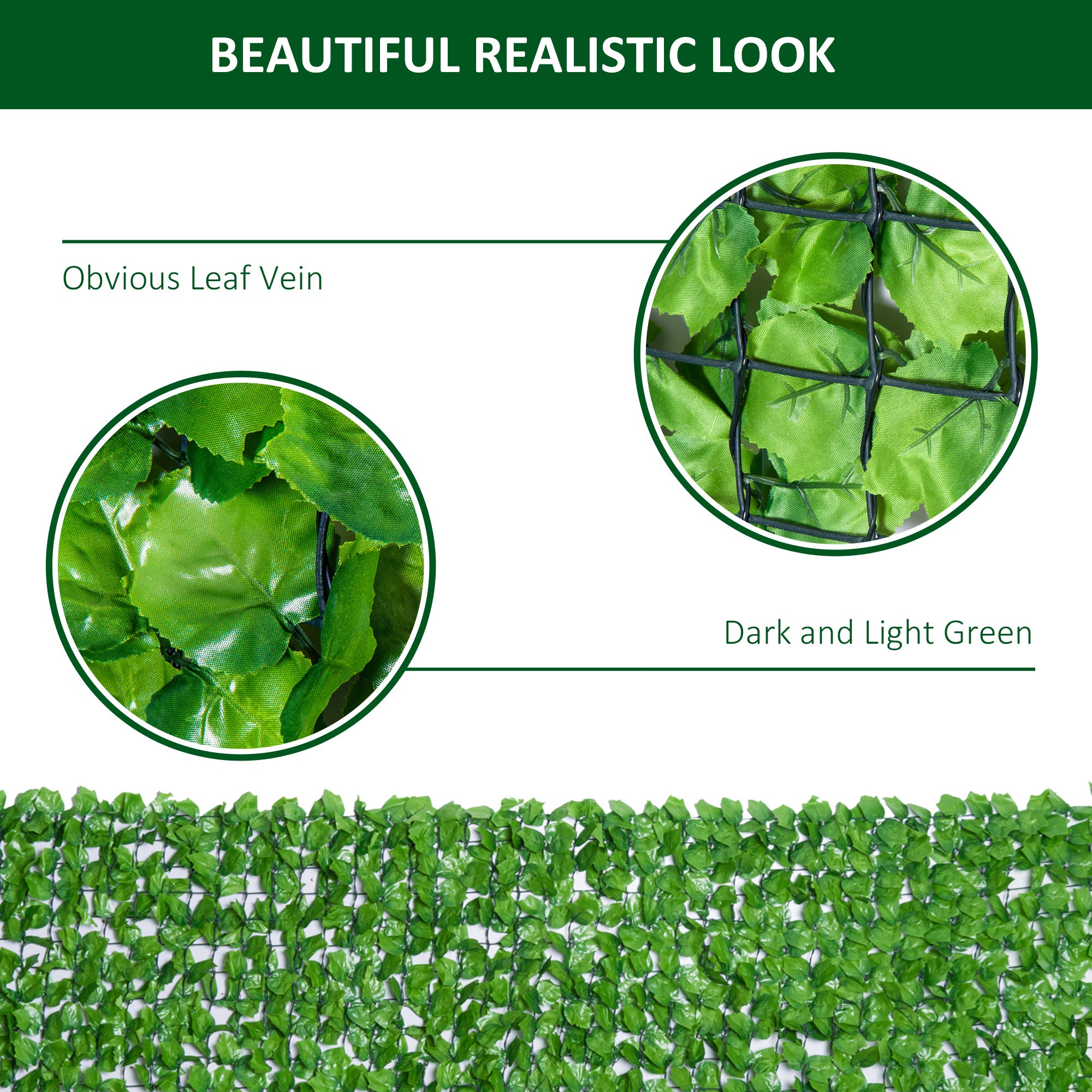 Outsunny 3 x 1m Artificial Leaf Wall - Green - North Peak Garden Furniture