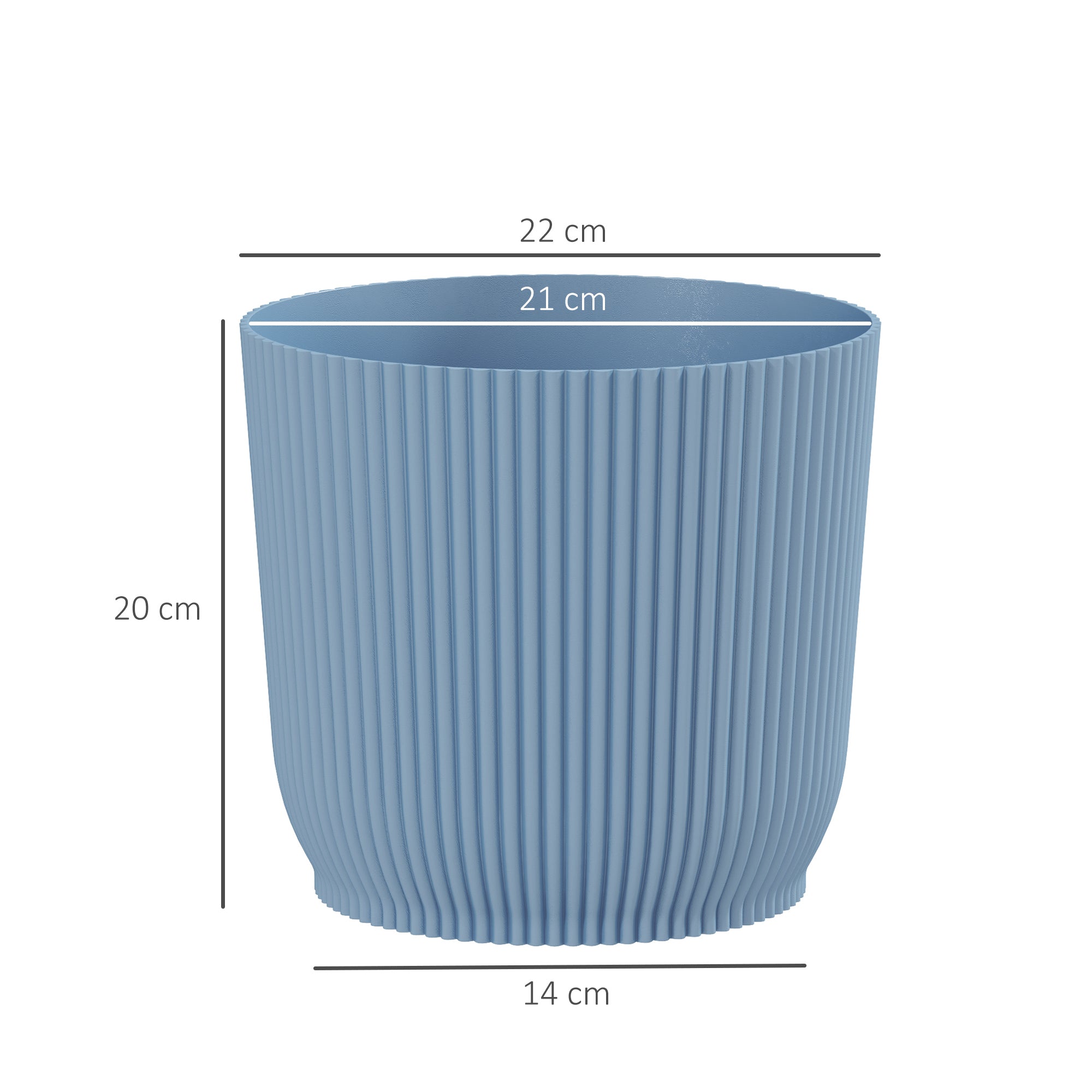 Outsunny Set of Three Ф22cm Planters - Blue - North Peak Garden Furniture
