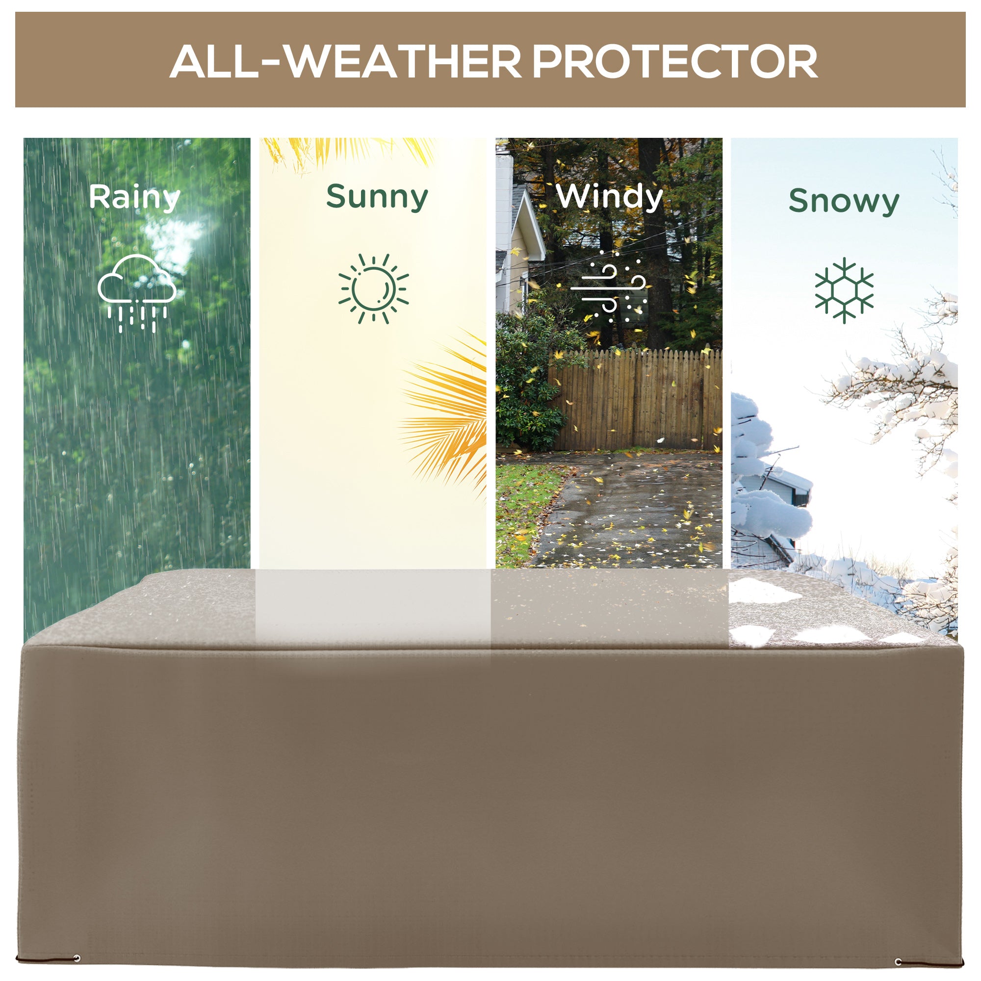 Outsunny 600D Oxford Patio Garden Furniture Dining Table Chair Set Cover Water Protector Waterproof Anti-UV – Beige - North Peak Garden Furniture