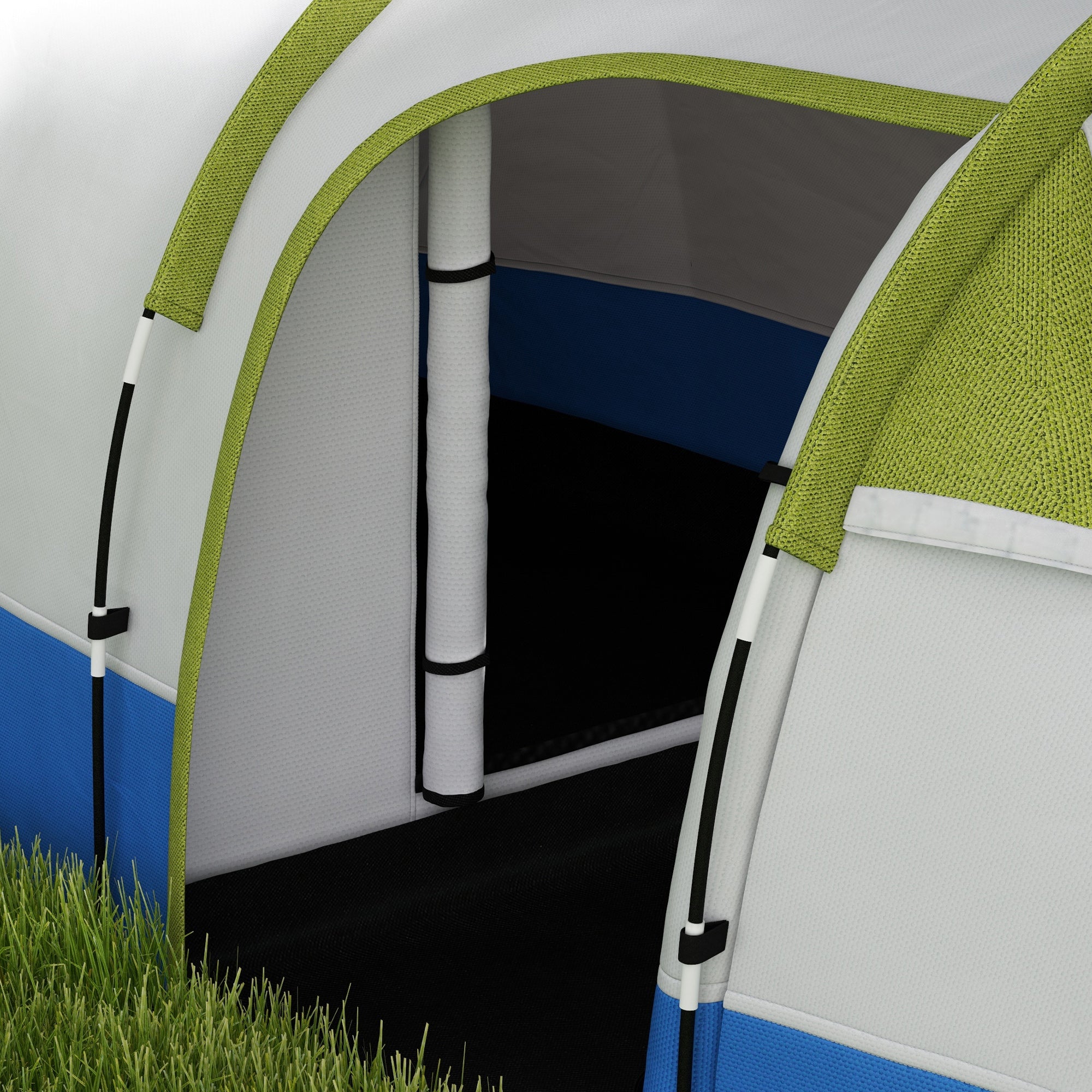 Outsunny Three Man Two-Room Tent, with Porch and Accessories - Green - North Peak Garden Furniture