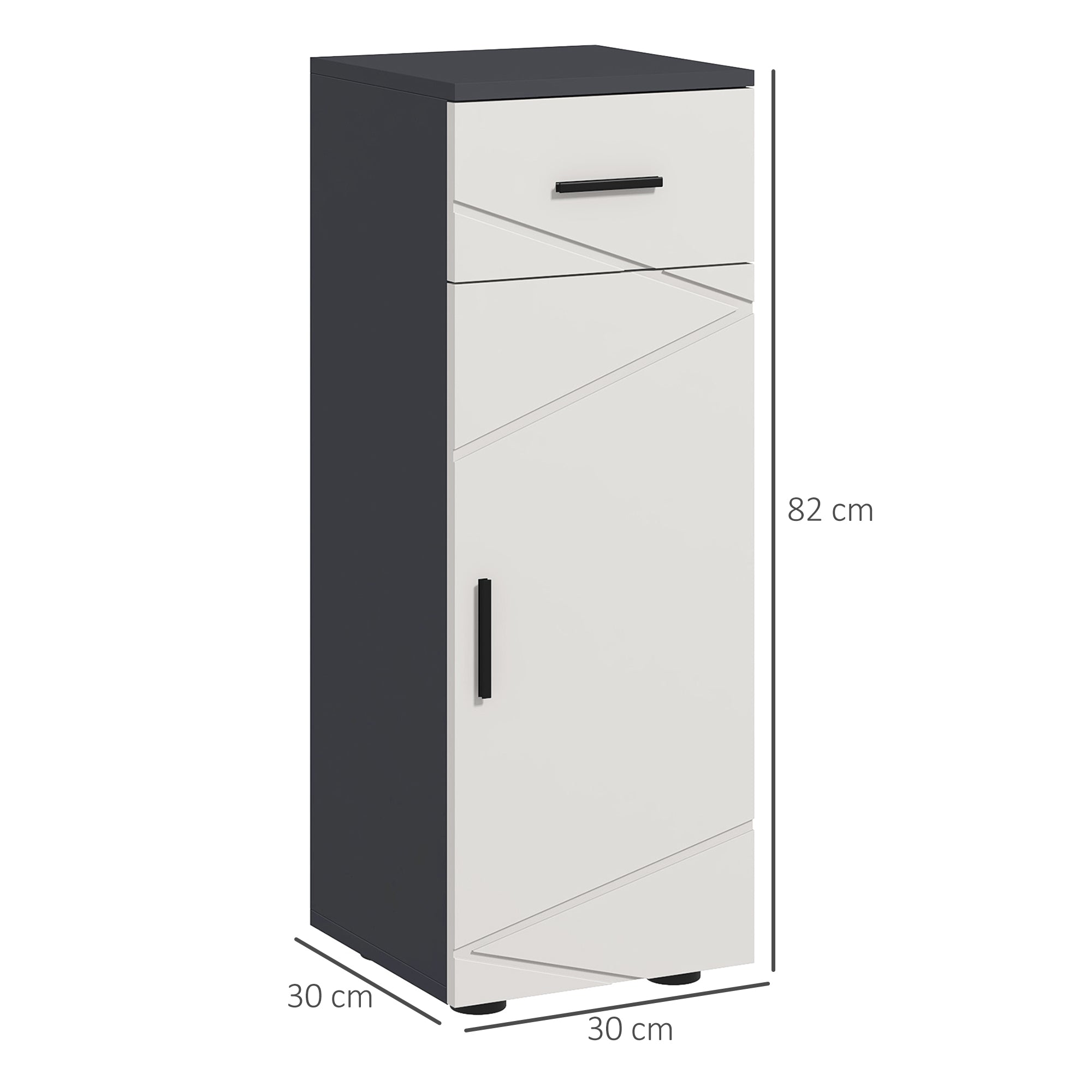 kleankin Slim Bathroom Cabinet, Narrow Bathroom Storage Cabinet with Drawer, Door Cupboard, Adjustable Shelf and Soft Close Mechanism, Grey - North Peak Garden Furniture