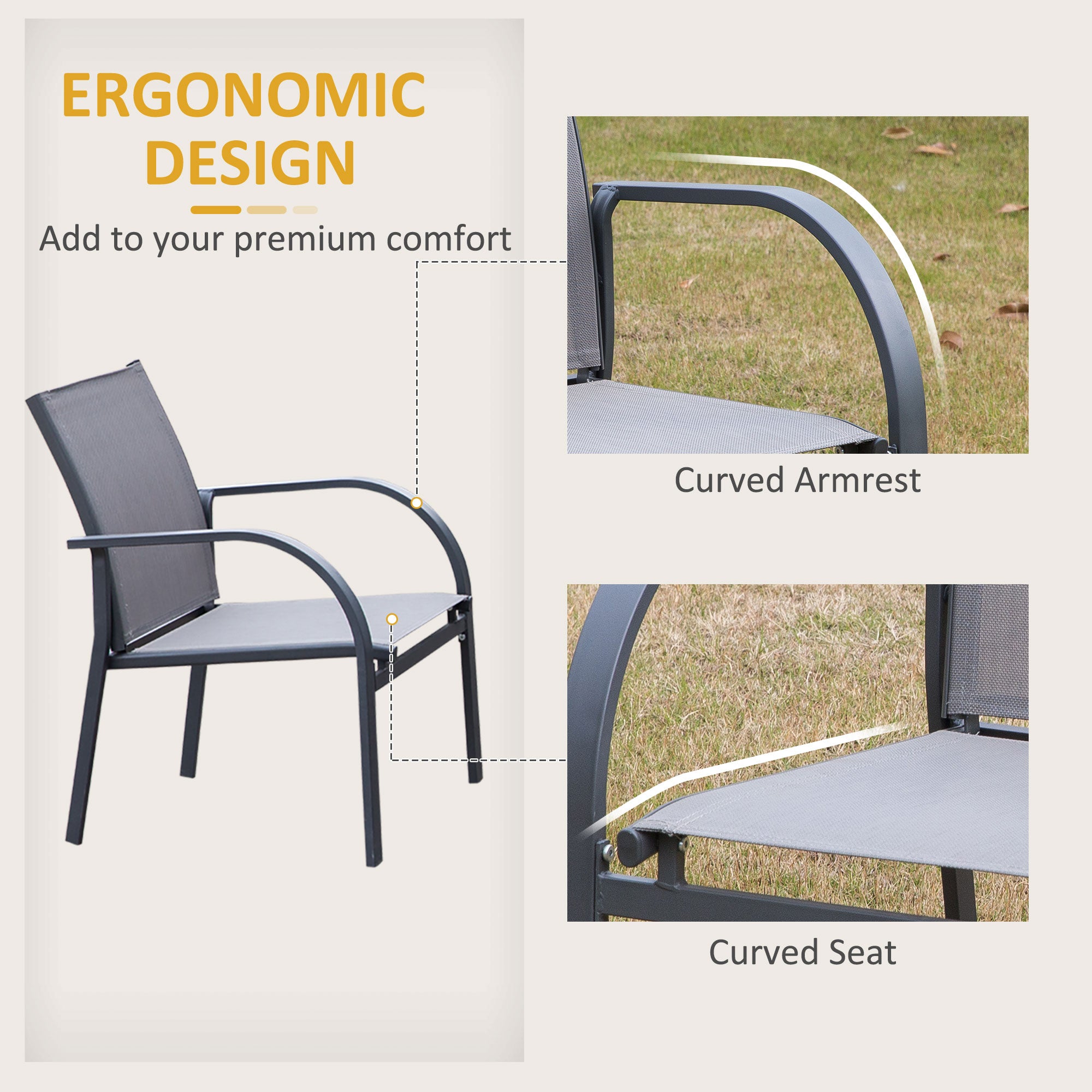 Outsunny Four-Piece Minimal Garden Patio Set - Grey - North Peak Garden Furniture