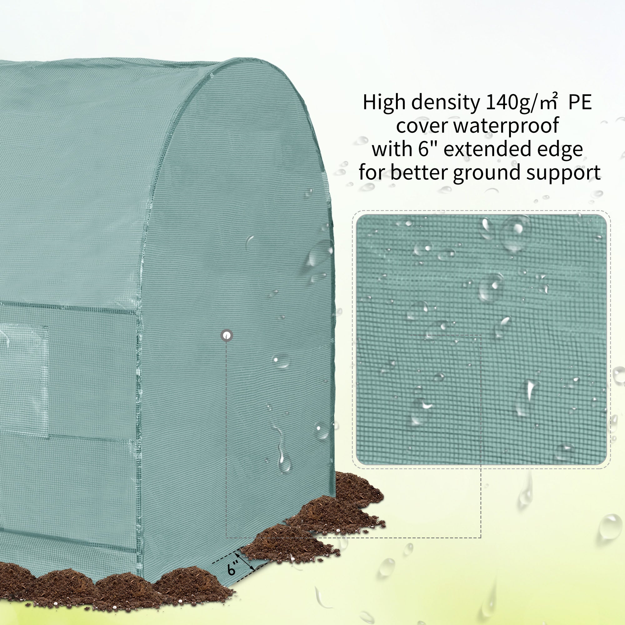 Outsunny Walk-In Greenhouse Reinforced Polytunnel Greenhouse Garden Plants Grow Waterproof Cover Galvanised Base w/ Slide Door, 2.5 x 2 m