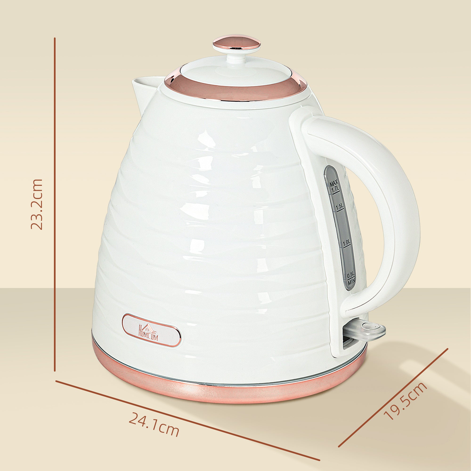 HOMCOM 3kW Rapid Boil Honeycomb Kettle - Cream - North Peak Garden Furniture