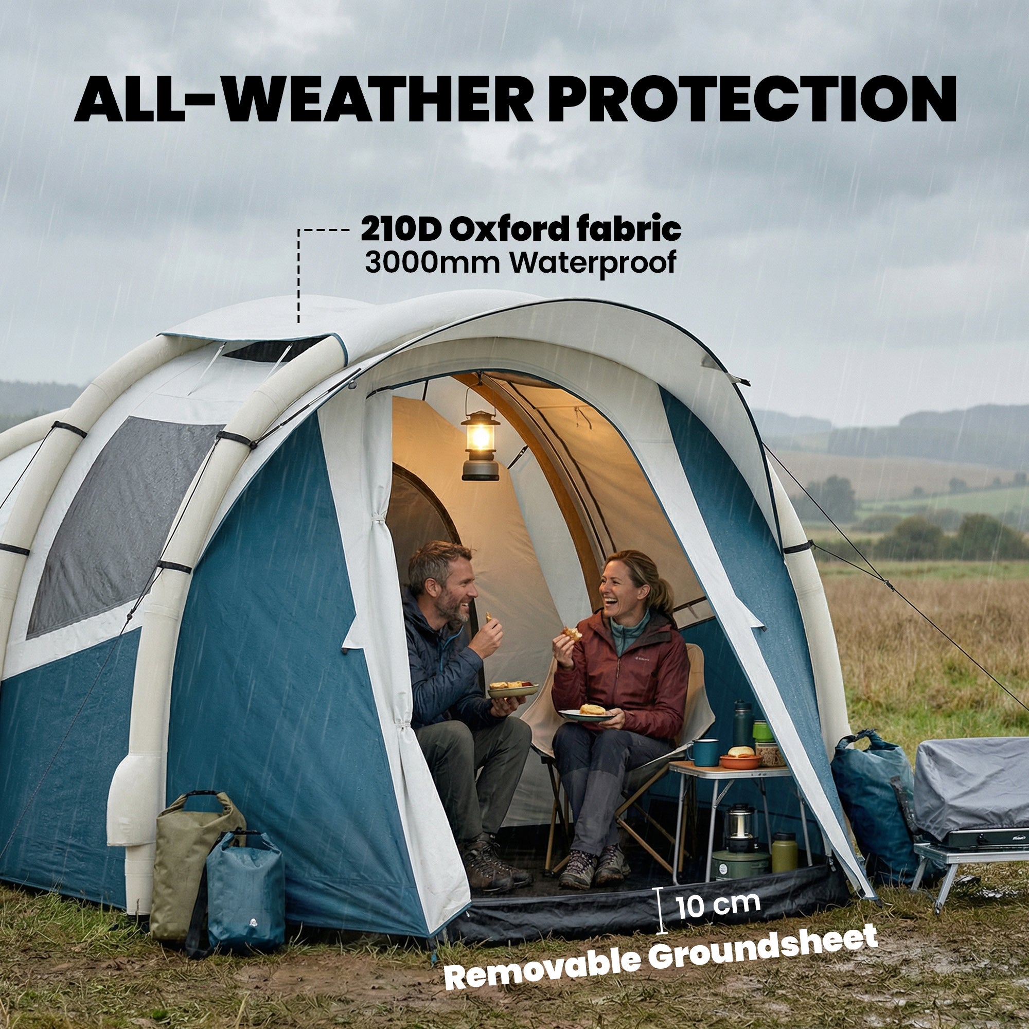 Outsunny Inflatable Camping Tent w/ Air Pump, Easy Setup 2-3 Person Blow Up Tent, Green