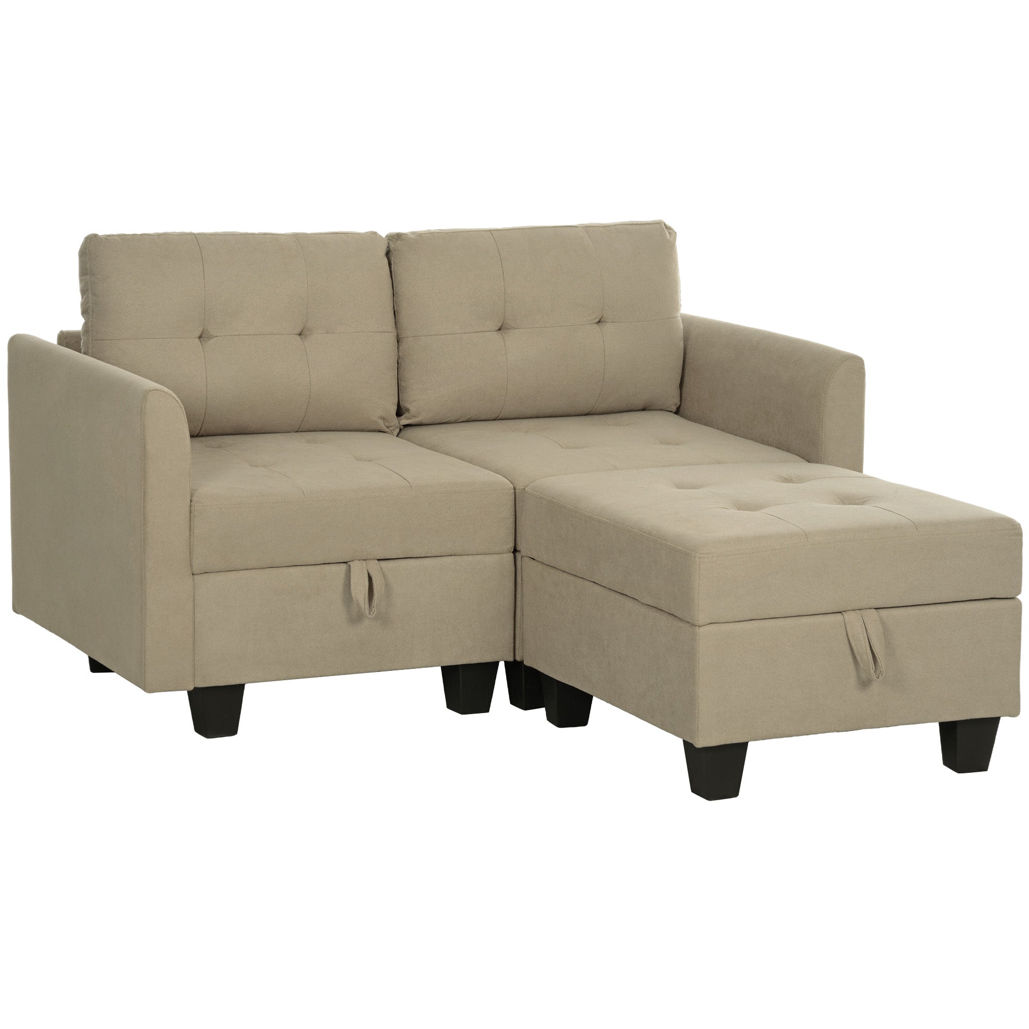 HOMCOM 'L' Shape Modular Storage Sofa - Light Brown - North Peak Garden Furniture