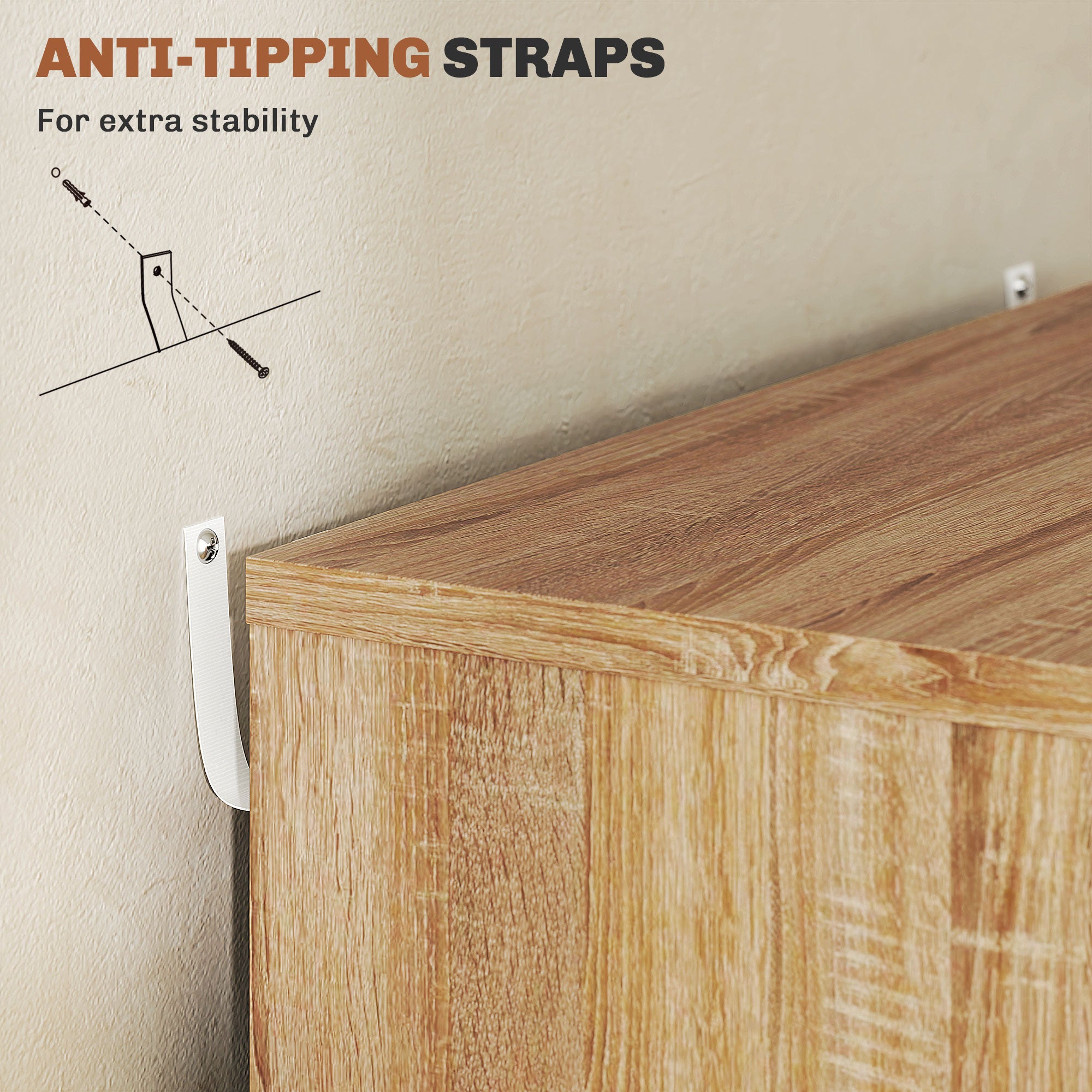 Vinsetto Five-Drawer Filing Cabinet, with Wheels - Oak Brown - North Peak Garden Furniture