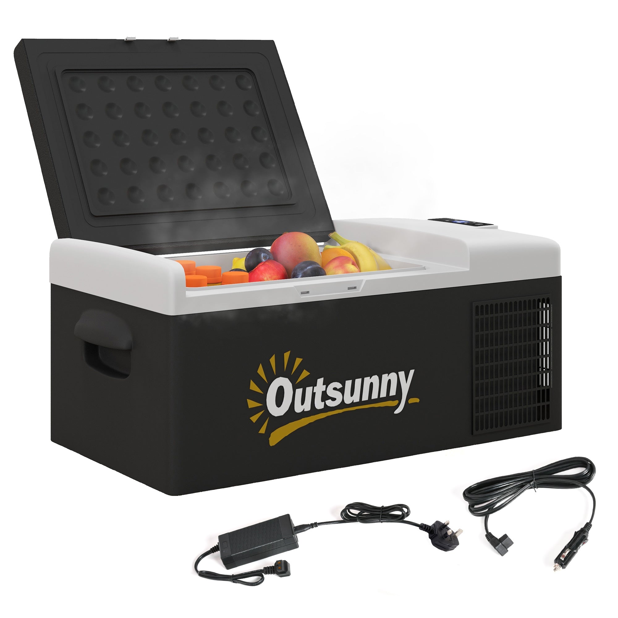 Outsunny 16L Portable Car Fridge, -20℃ to 10℃ Adjustable Temperature - Black/Grey