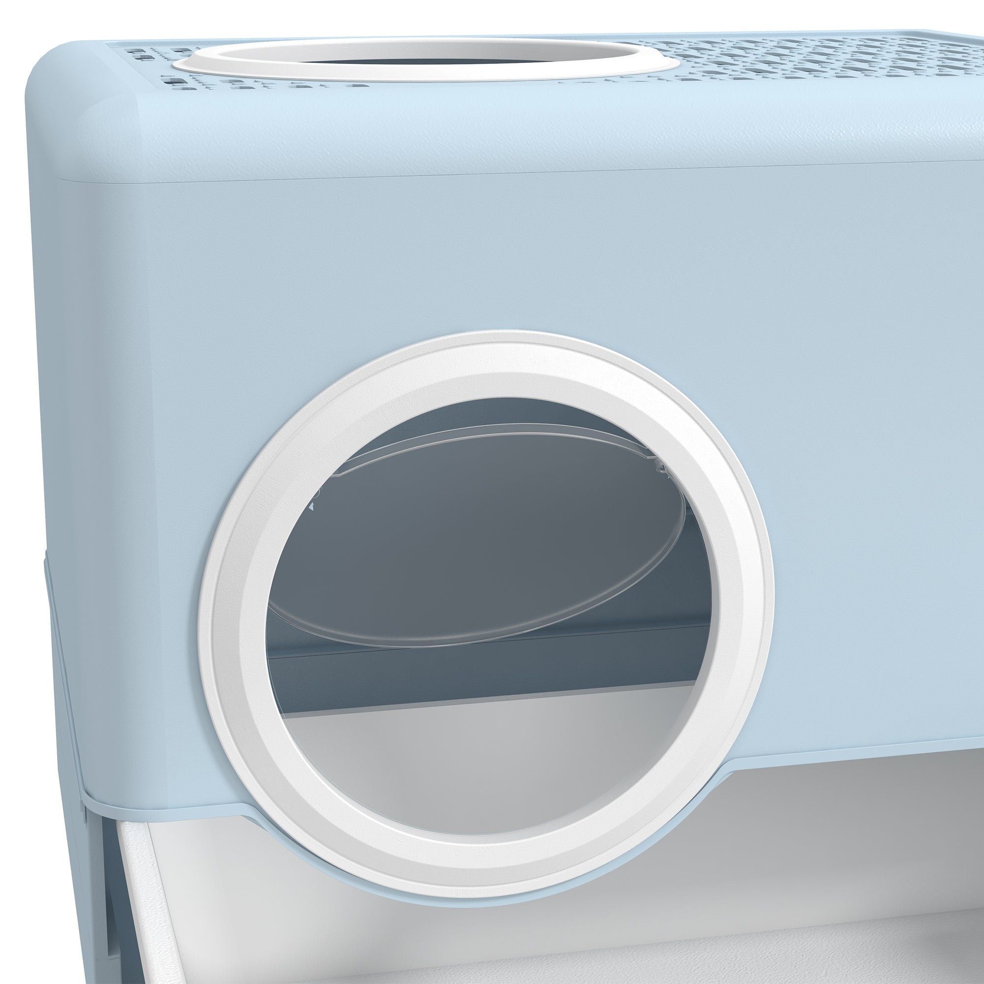 PawHut Enclosed Cat Litter Box, with Lid, Front Entry, Top Exit, Pull-Out Tray, Scoop - Blue - North Peak Garden Furniture