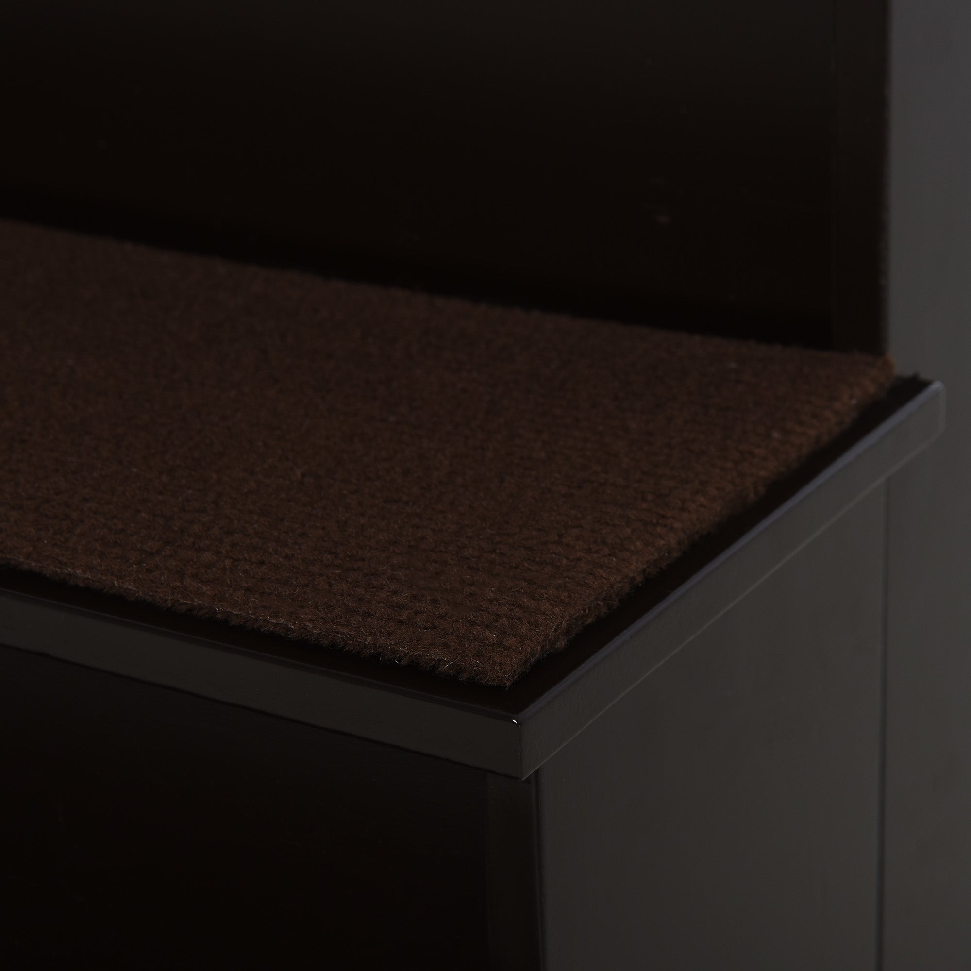 PawHut 4 Step Wooden Dog Steps Pet Stairs for Dogs, Cat Ladder for Bed Couch with Non-Slip Carpet 40 x 59 x 54.2 cm, Dark brown - North Peak Garden Furniture