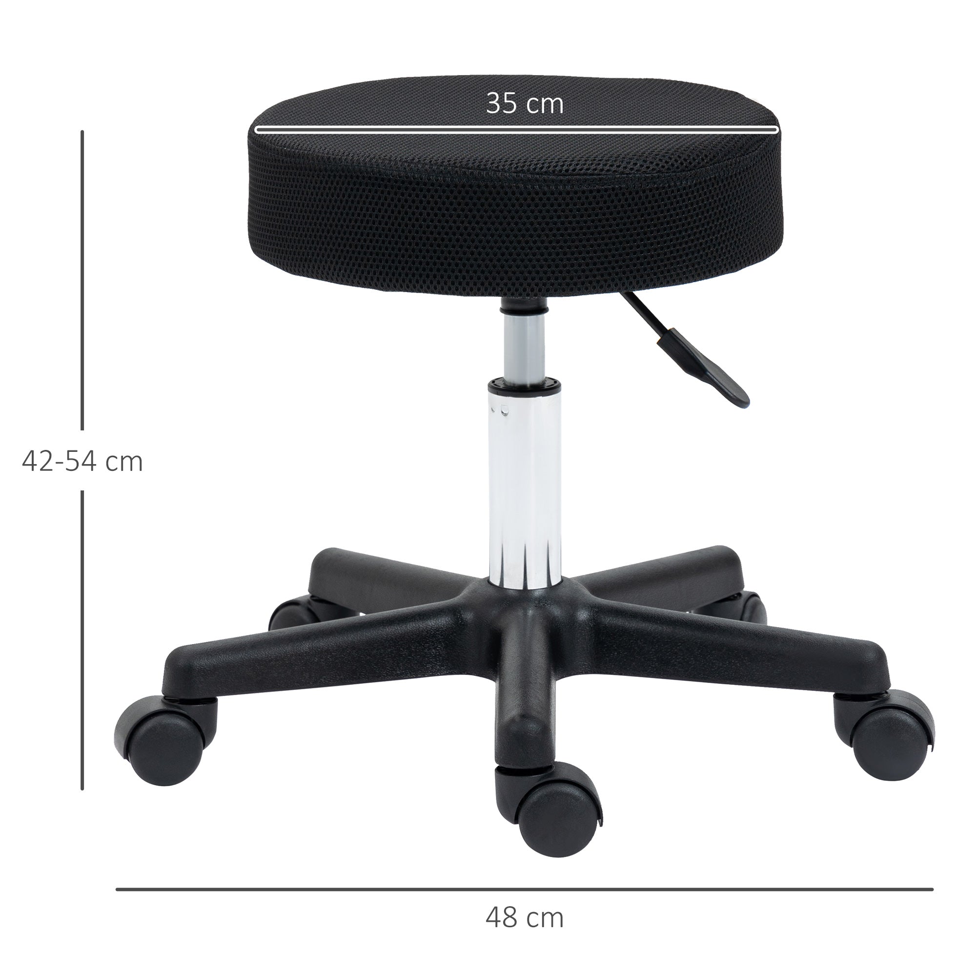 HOMCOM Hydraulic Swivel Salon Spa Stool Height Adjustable Facial Massage Tattoo with 3 Changeable Seat Covers, Black - North Peak Garden Furniture