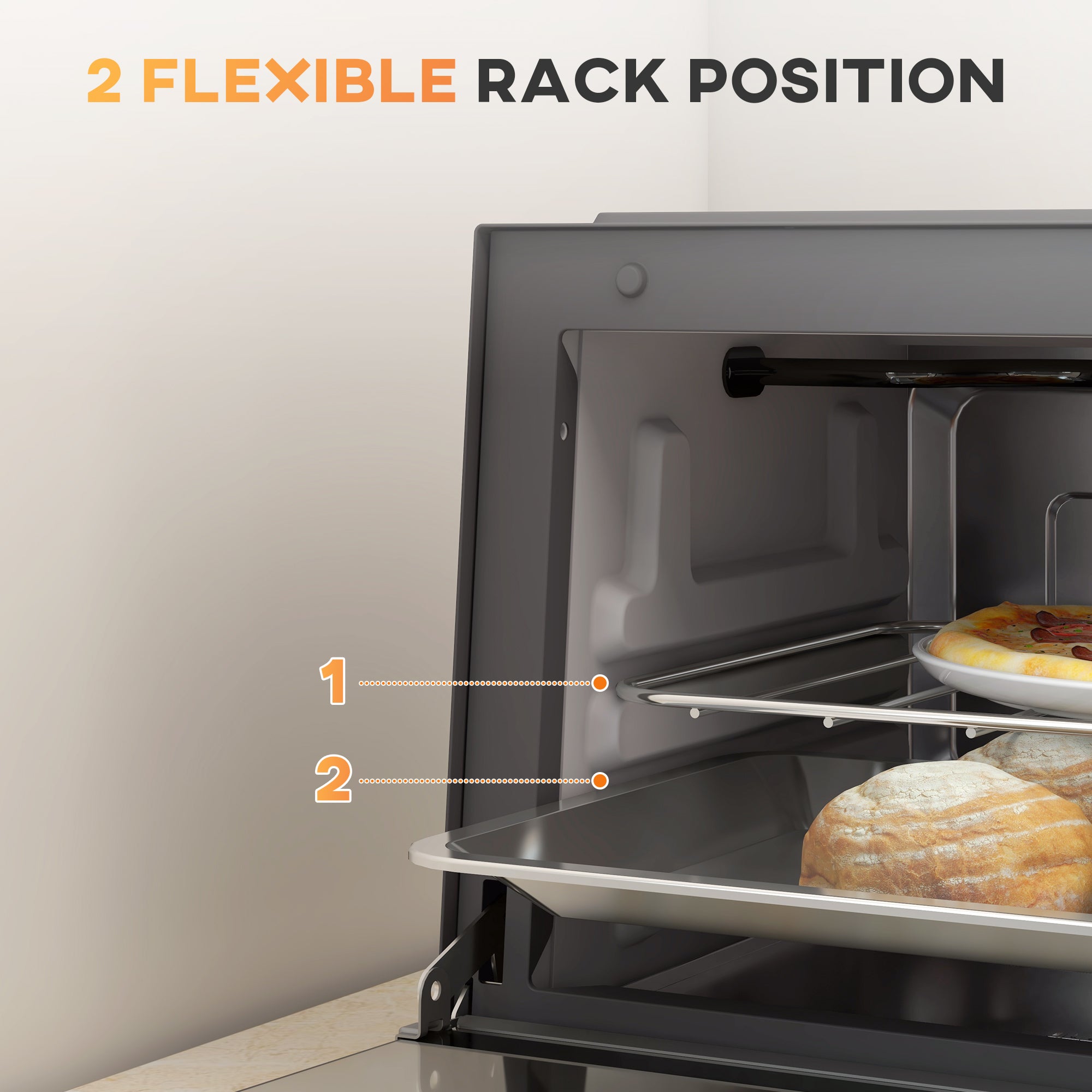 HOMCOM Mini Oven, 9L Countertop Electric Grill, Toaster Oven with Adjustable Temperature, Timer, Dishwasher Safe Baking Tray and Wire Rack, 750W, Grey - North Peak Garden Furniture