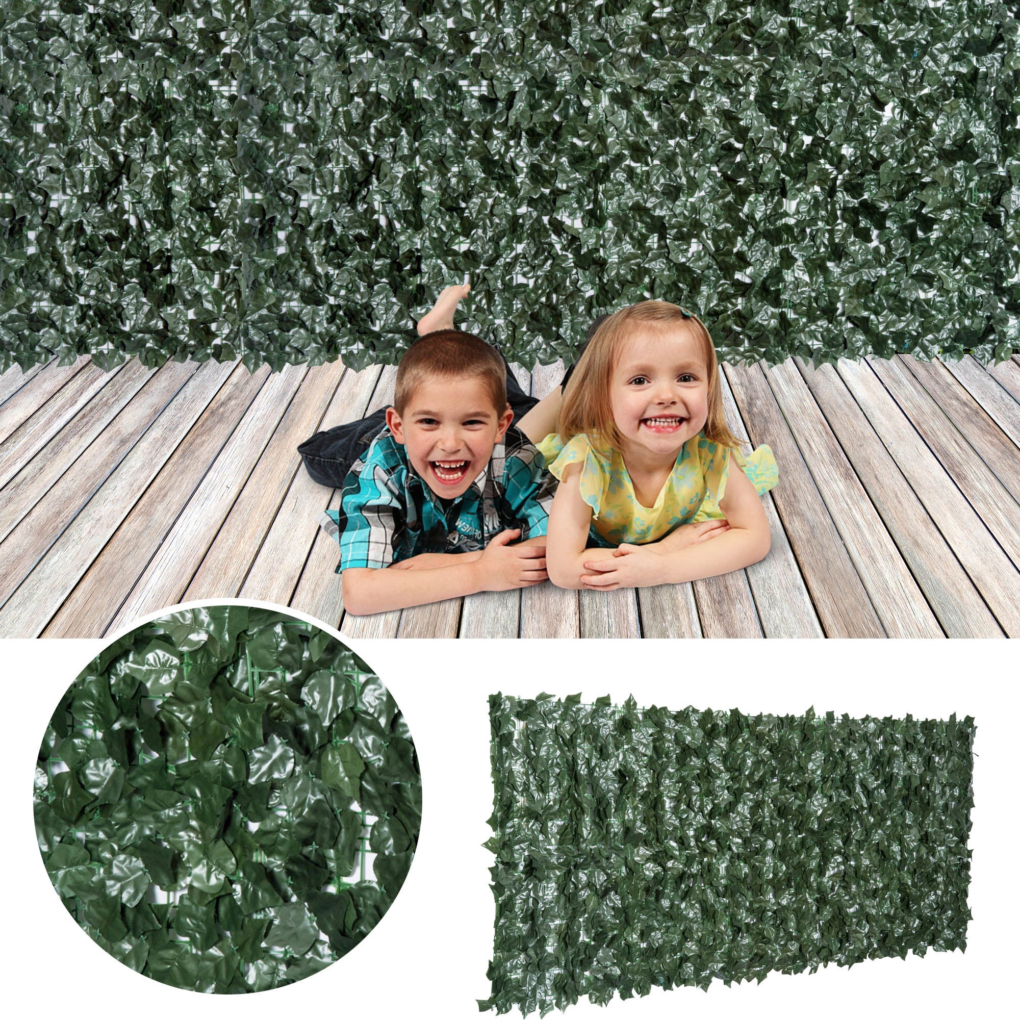 Outsunny 1-Piece Artificial Leaf Hedge Screen Privacy Fence Panel for Garden Outdoor Indoor Decor, Dark Green, 2.4M x 1M