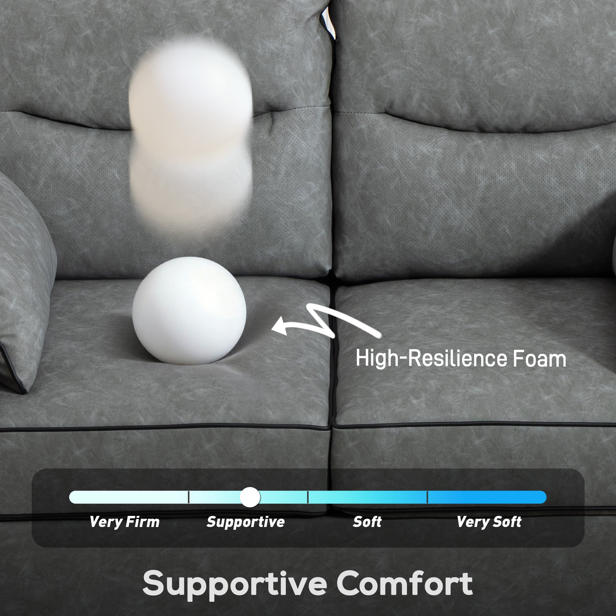 HOMCOM 2 Seater Sofa, Faux Leather Loveseat - Grey