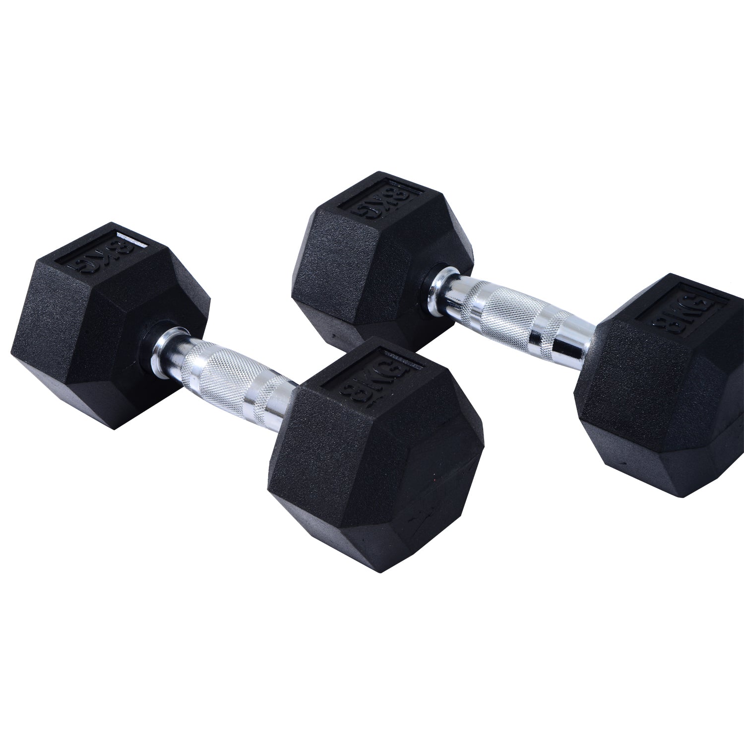 HOMCOM 2x5kg Rubber Dumbbell Sports Hex Weights Sets Gym Fitness Lifting Home - North Peak Garden Furniture
