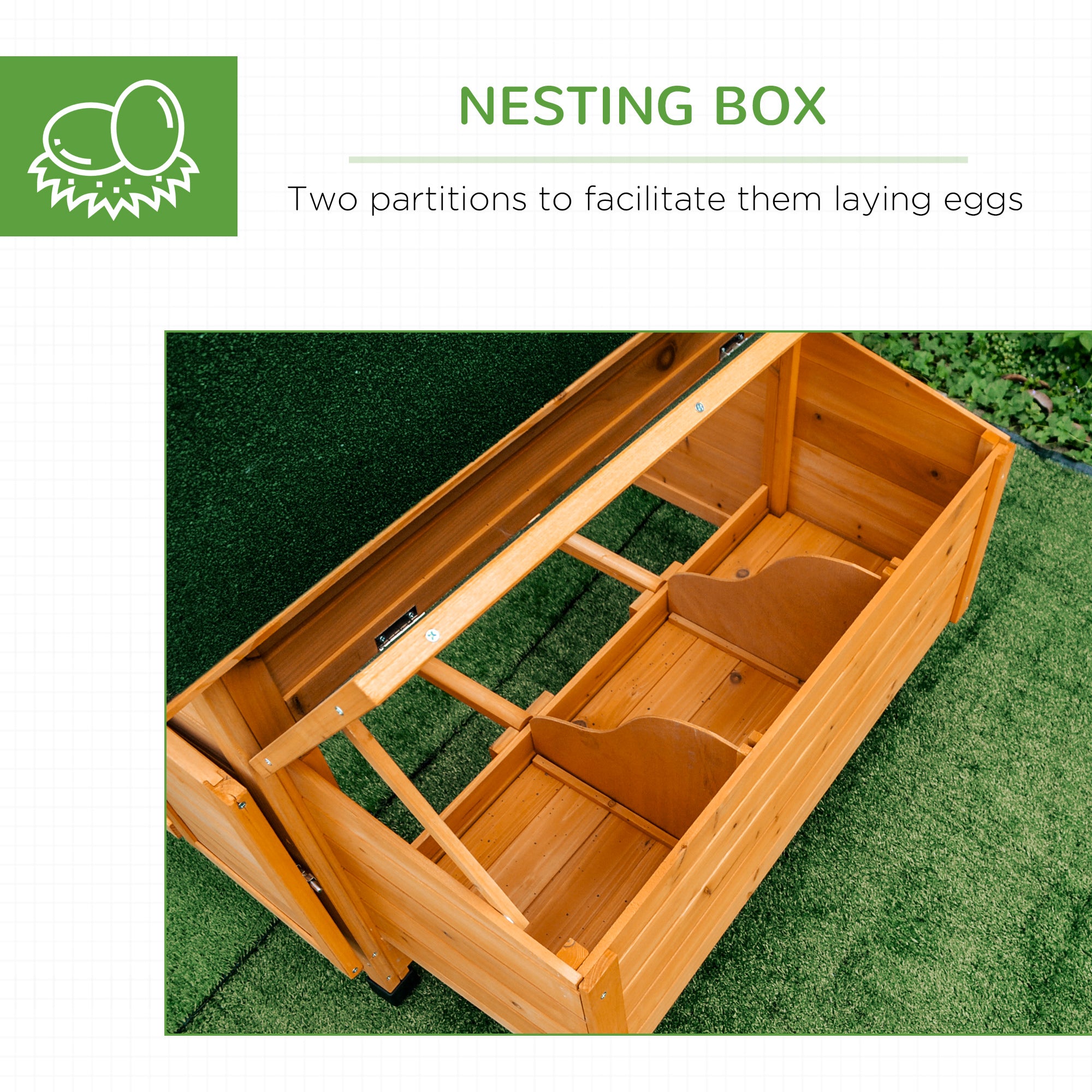 PawHut Wooden Chicken Coop with Nesting Boxes and Tray, for 2-4 Chicken, 150 x 100 x 96.5cm, Yellow