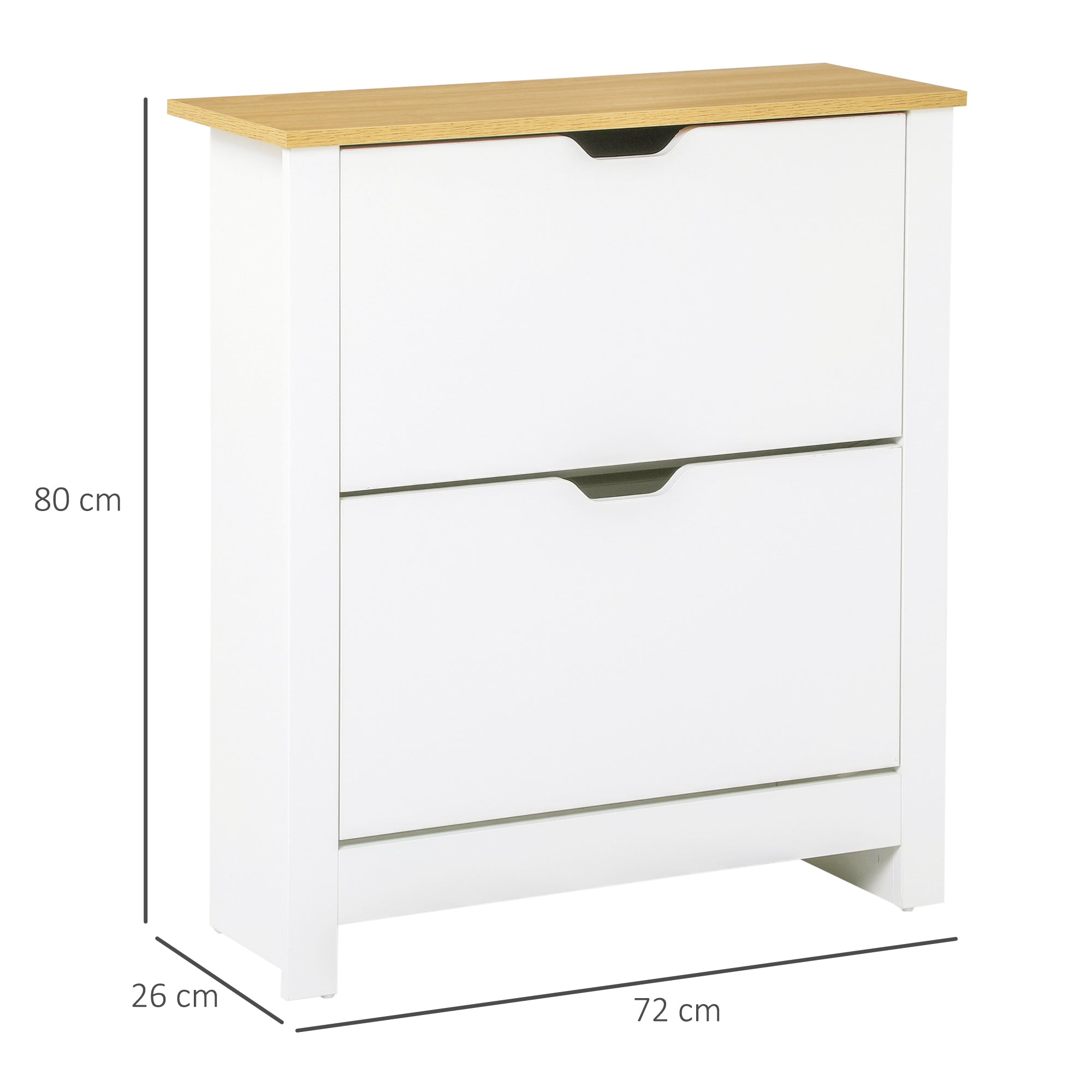 HOMCOM Narrow Shoe Cabinet, Space Saving Shoe Storage Cabinet with 2 Flip Drawers and Adjustable Shelves for 12 Pairs of Shoes for Hallways and Living Room, White - North Peak Garden Furniture